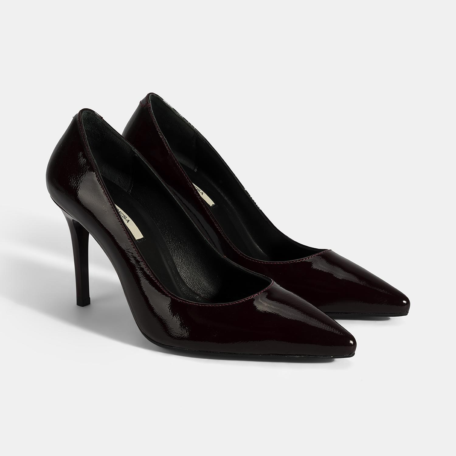 Kadın Bordo Deri Stiletto