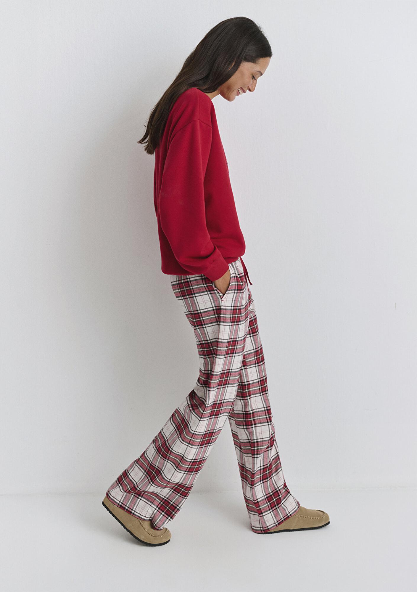 Mavi Yılbaşı Temalı Ekose Pantolon 1011168-80638