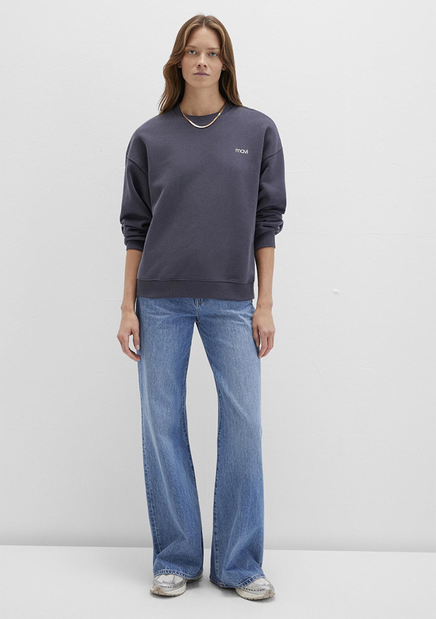 Mavi Mavi Logo Baskılı Antrasit Sweatshirt 1S10490-80932