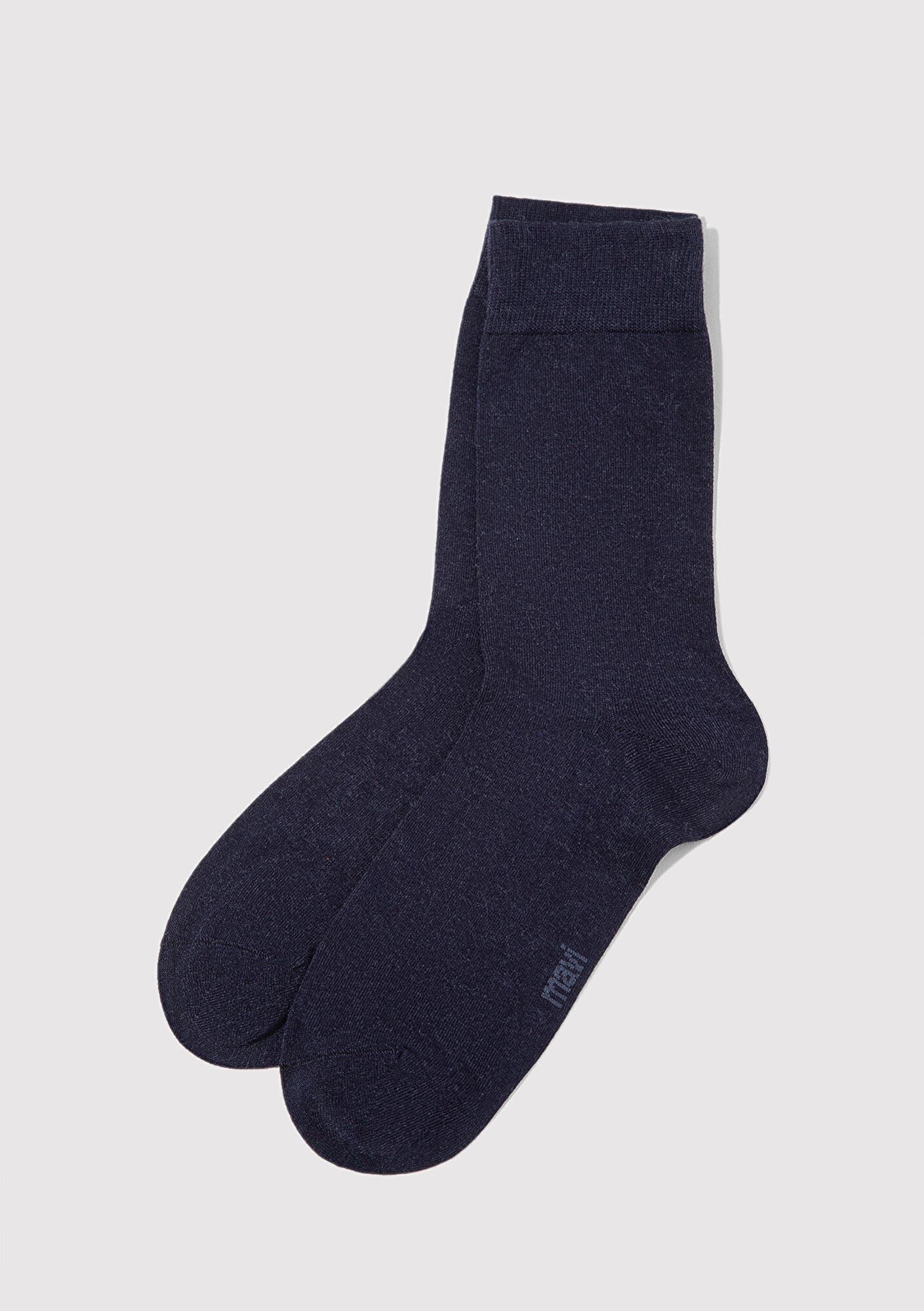 Mavi Yün Karışımlı Lacivert Soket Çorap 0912199-35665