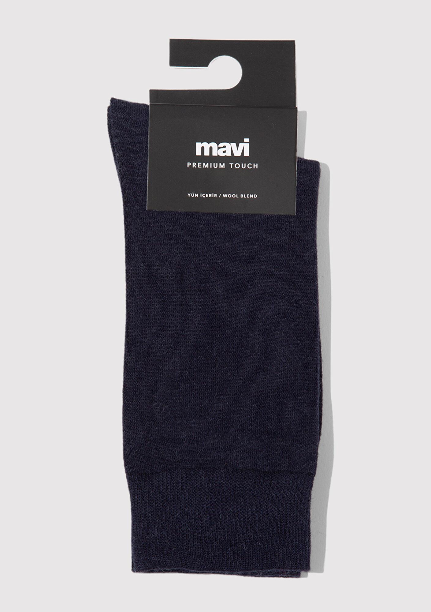 Mavi Yün Karışımlı Lacivert Soket Çorap 0912199-35665