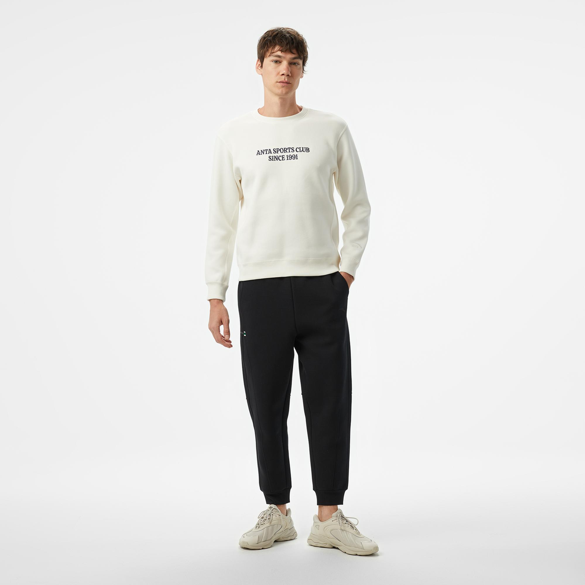 Anta Sports Club Erkek Beyaz Sweatshirt