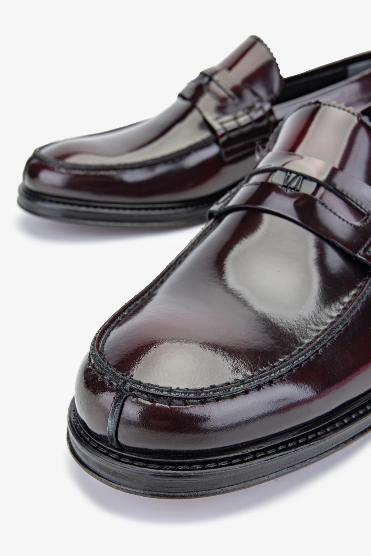 Valmenti Erkek Hakiki Deri Bordo Loafer Ayakkabı