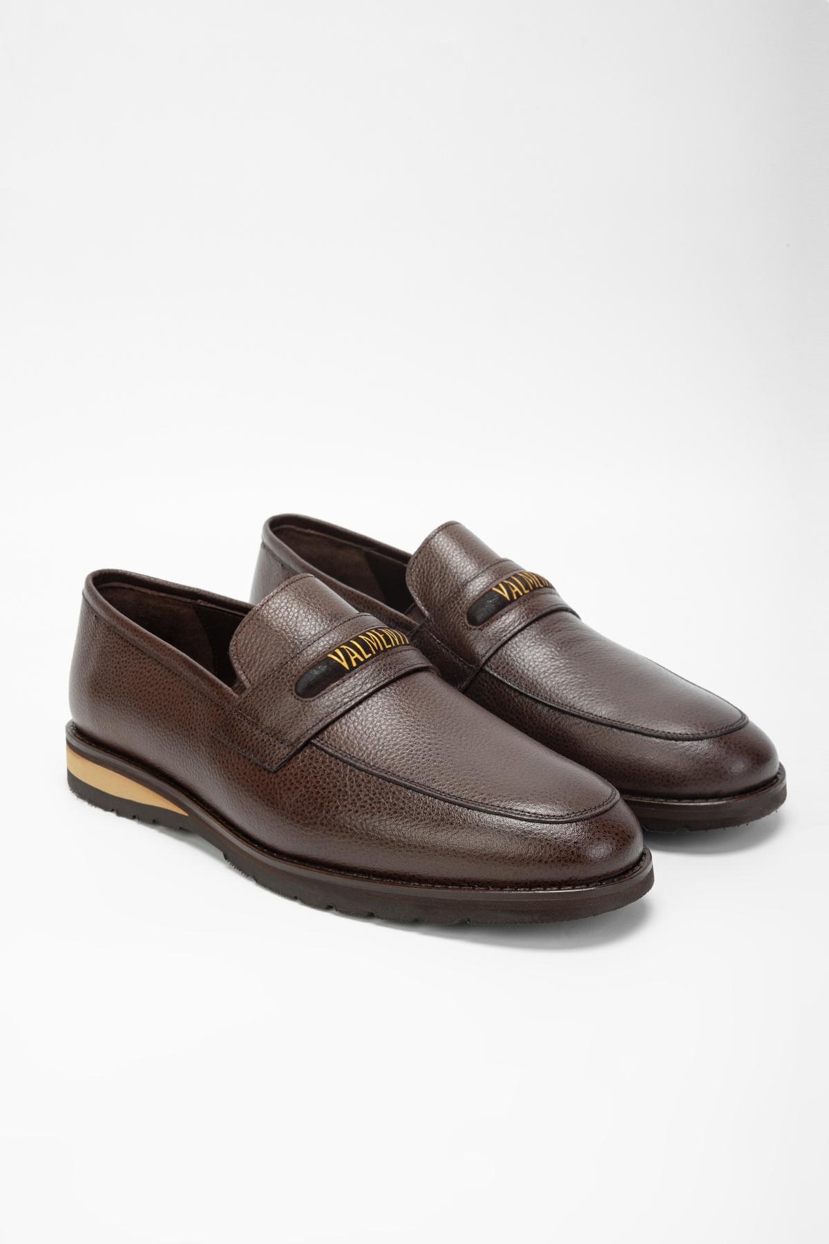 Valmenti Erkek Hakiki Deri Kahverengi Loafer Ayakkabı