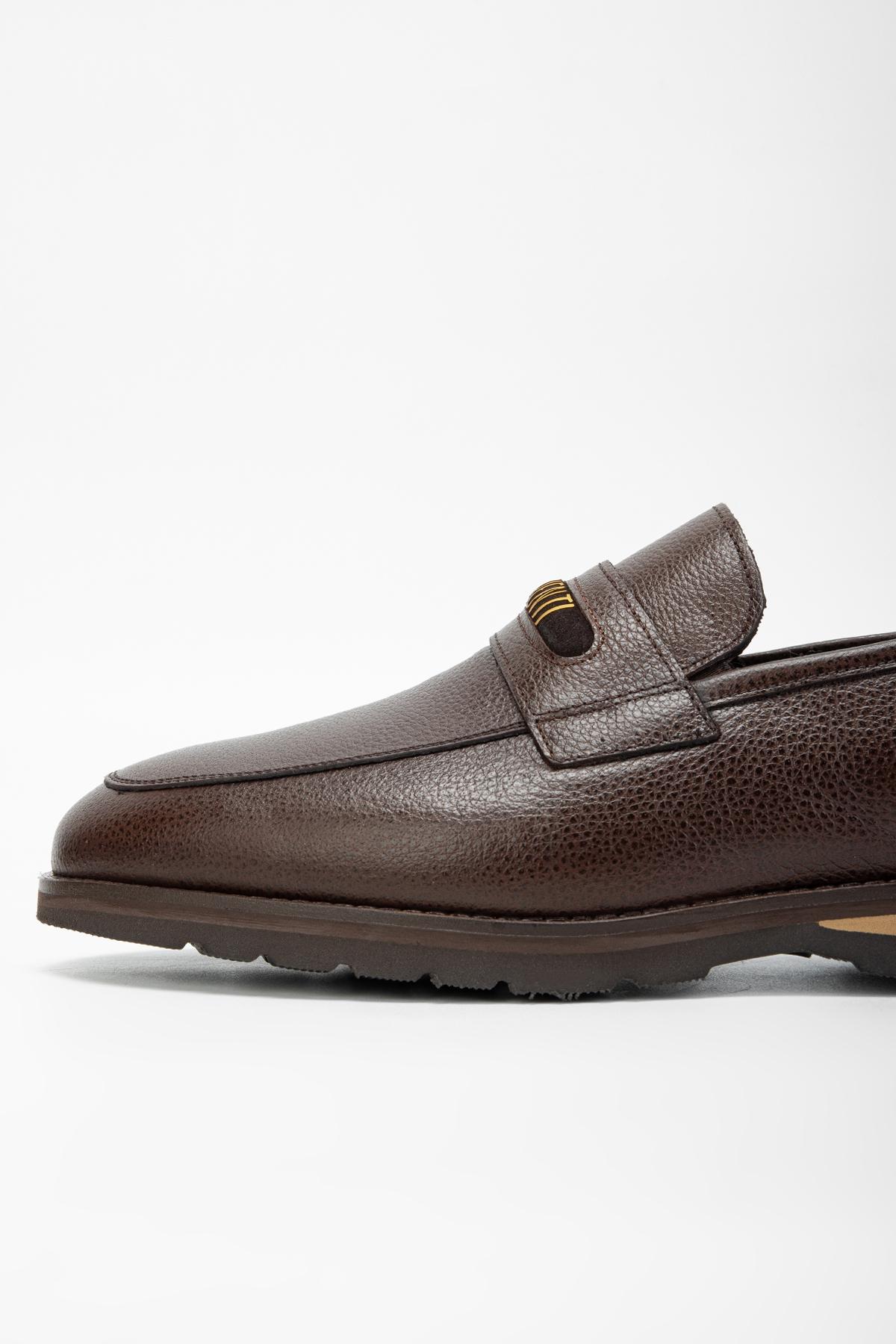 Valmenti Erkek Hakiki Deri Kahverengi Loafer Ayakkabı