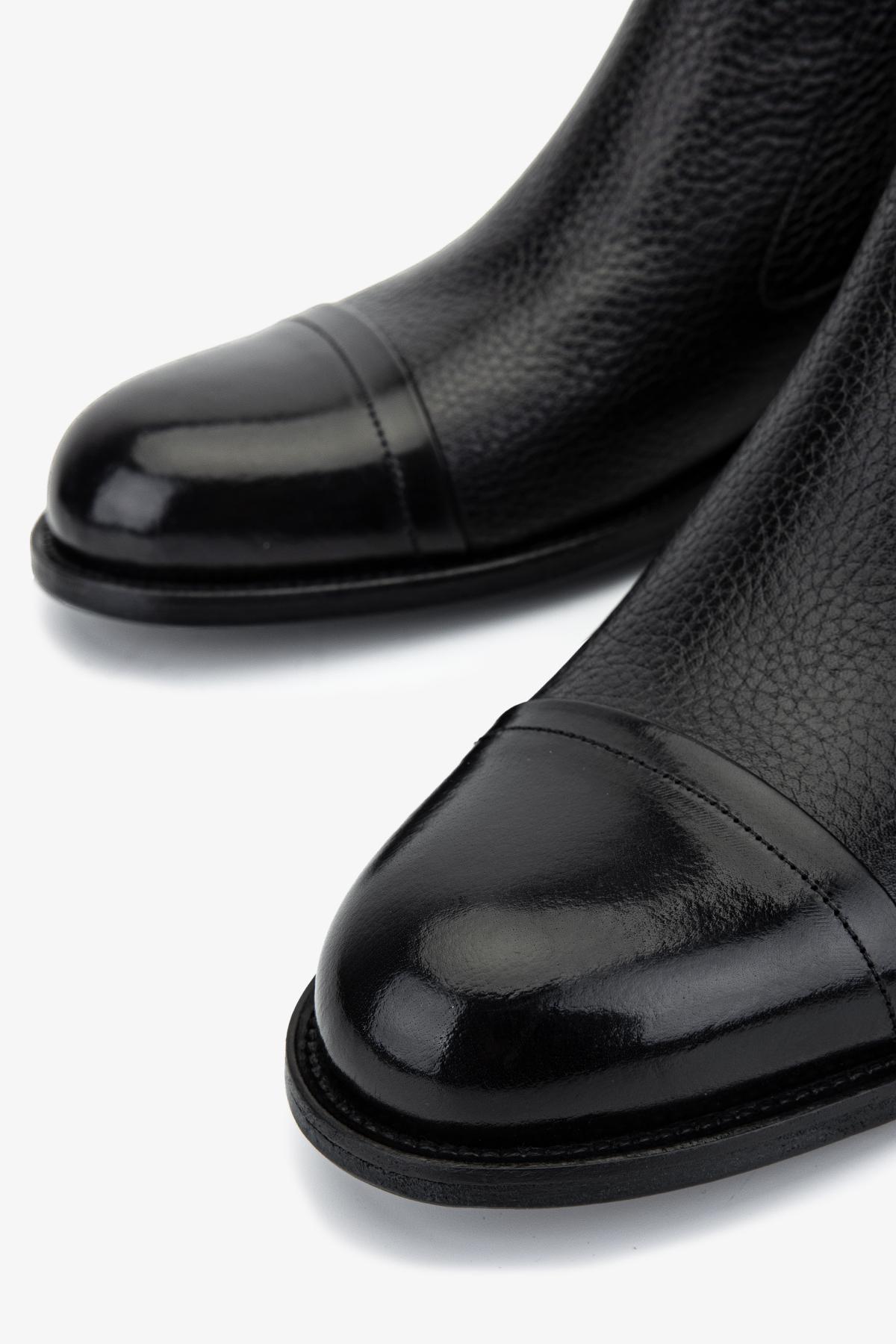 Valmenti Erkek Hakiki Deri Siyah Klasik Bot