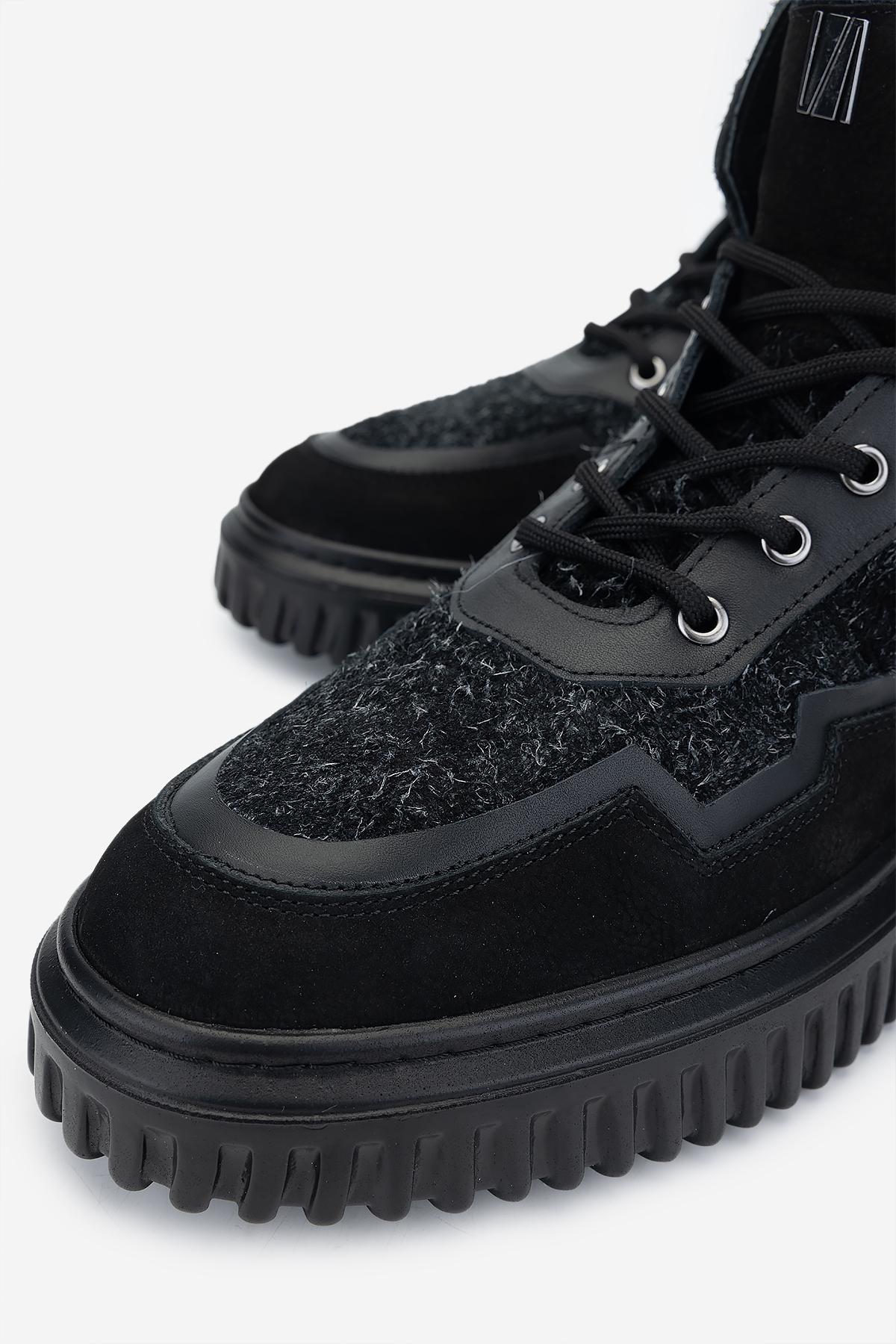 Valmenti Erkek Hakiki Deri Siyah Casual Bot