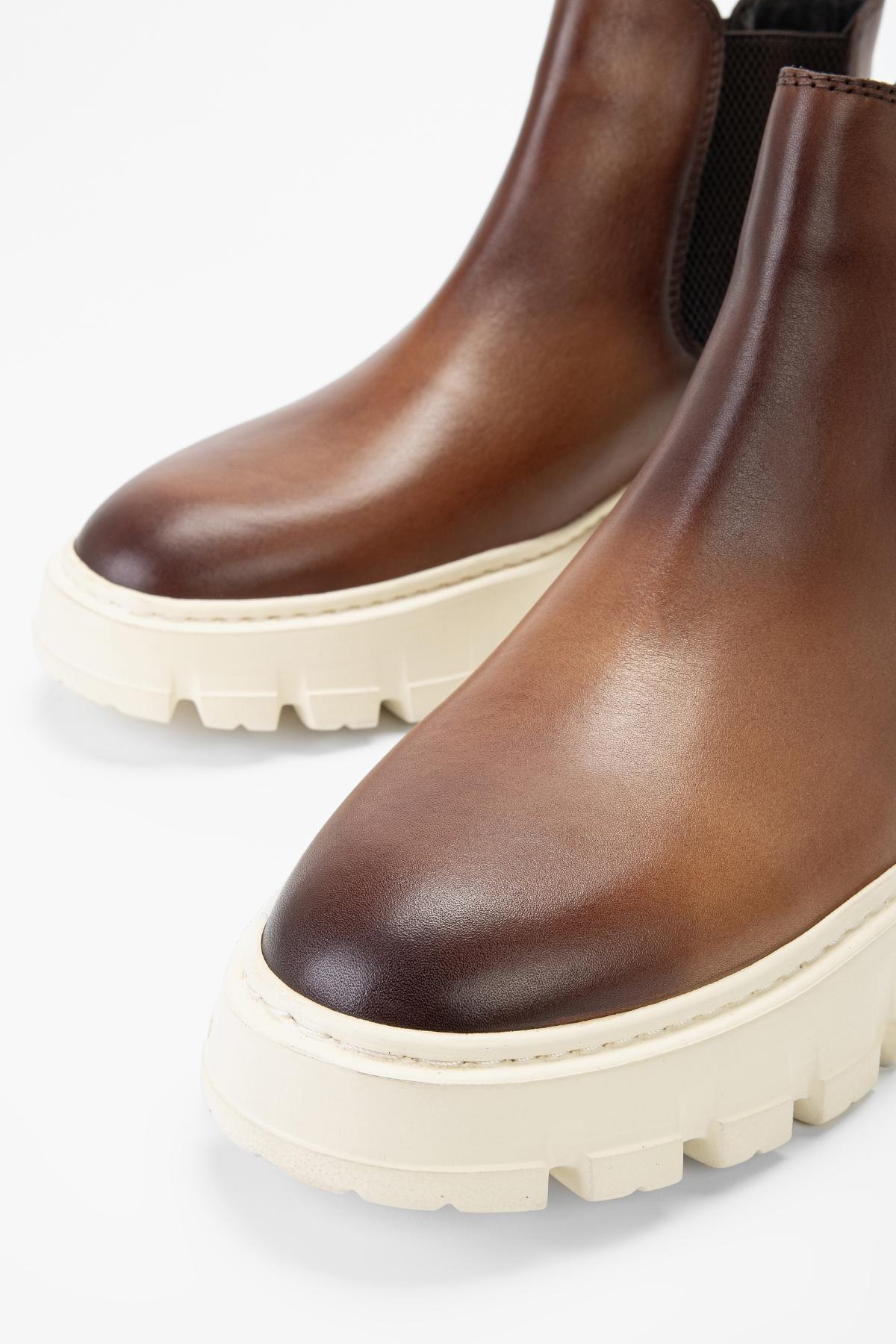 Valmenti Erkek Hakiki Deri Kahverengi Casual Bot