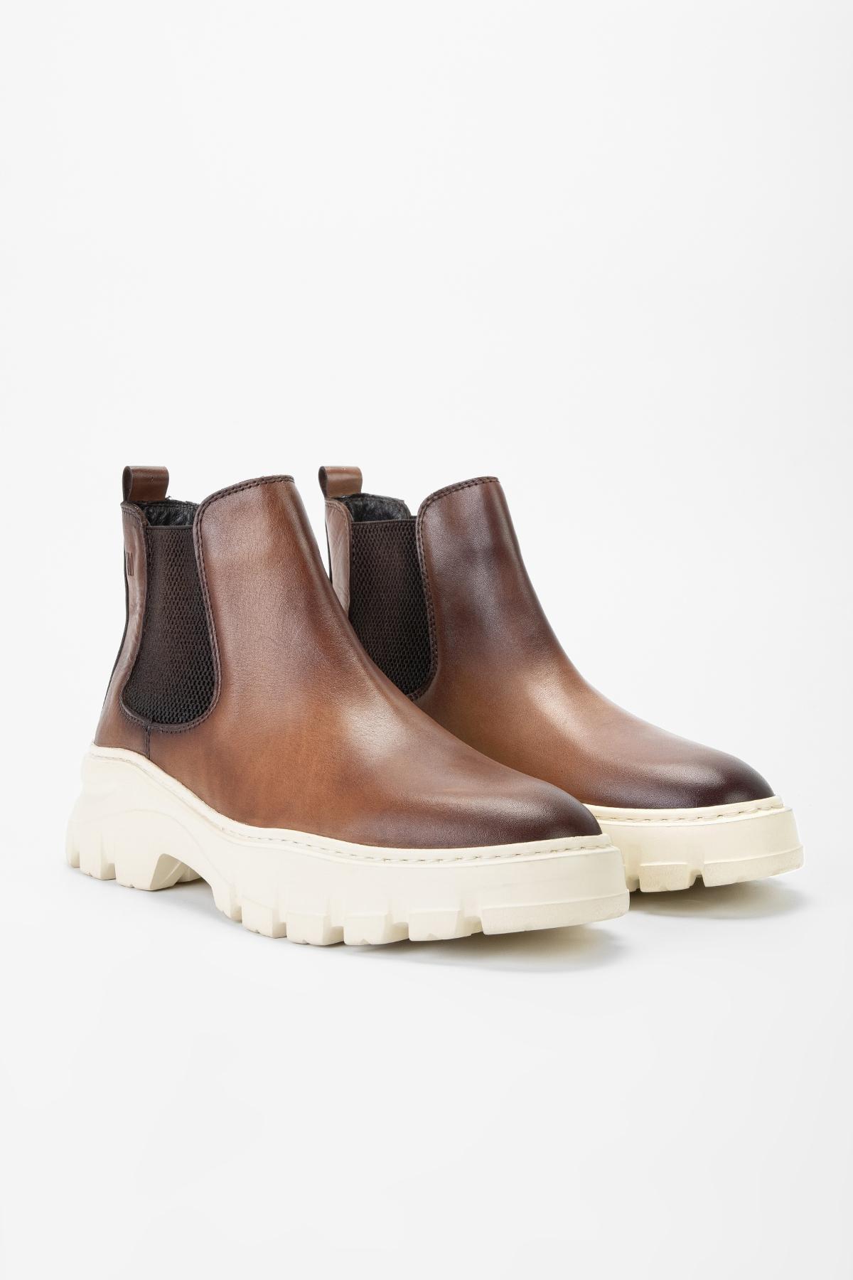 Valmenti Erkek Hakiki Deri Kahverengi Casual Bot