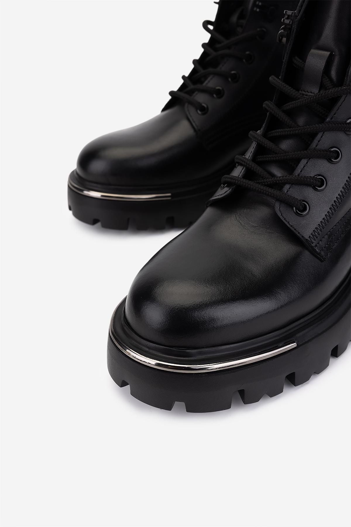 Valmenti Erkek Hakiki Deri Siyah Casual Bot