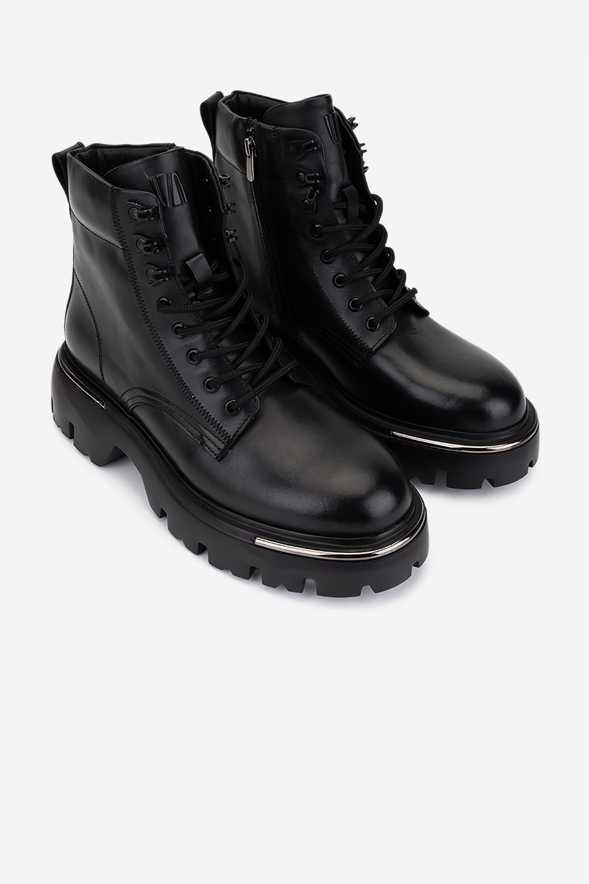 Valmenti Erkek Hakiki Deri Siyah Casual Bot