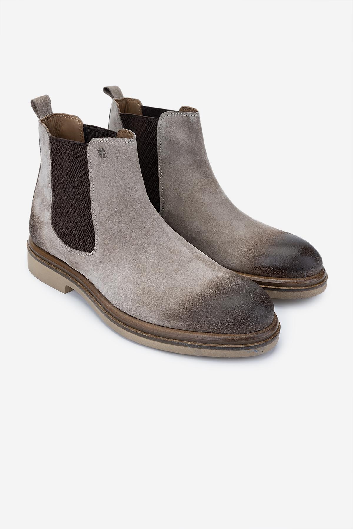 Valmenti Erkek Hakiki Deri Bej Süet Casual Bot