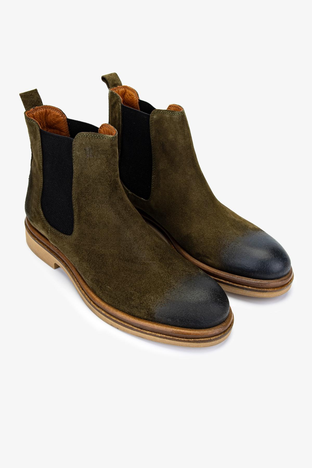 Valmenti Erkek Hakiki Deri Yeşil Casual Bot