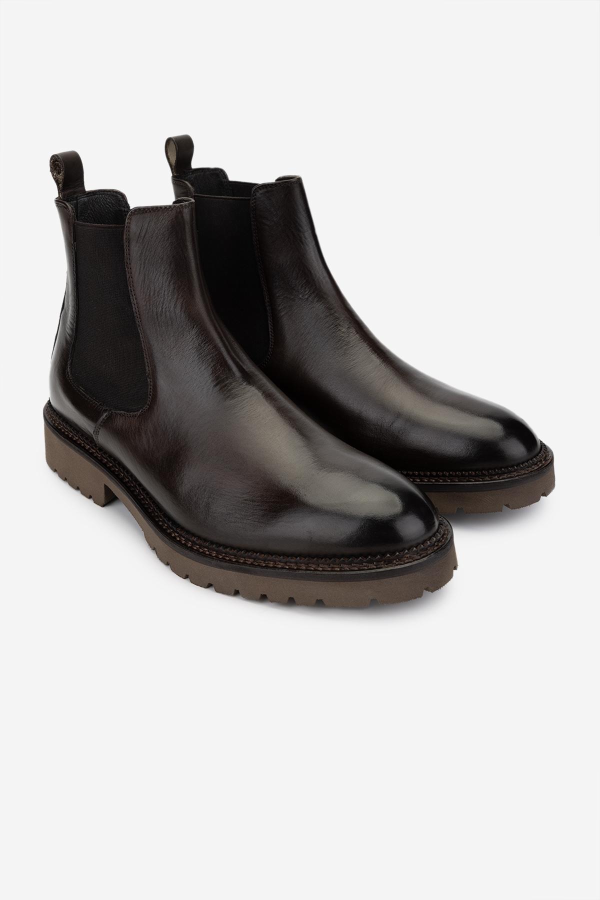 Valmenti Erkek Hakiki Deri Kahverengi Casual Bot