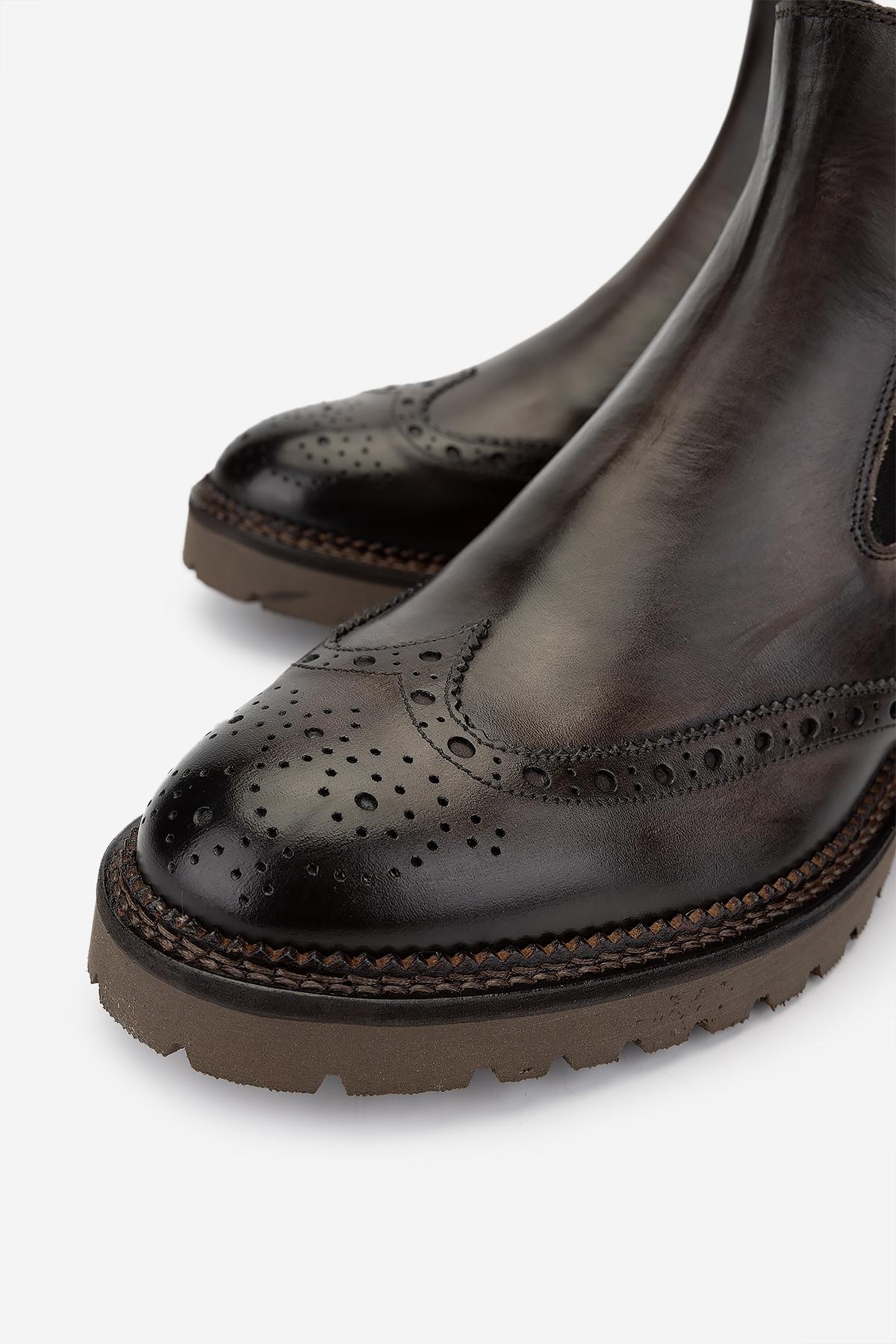 Valmenti Erkek Hakiki Deri Kahverengi Casual Bot