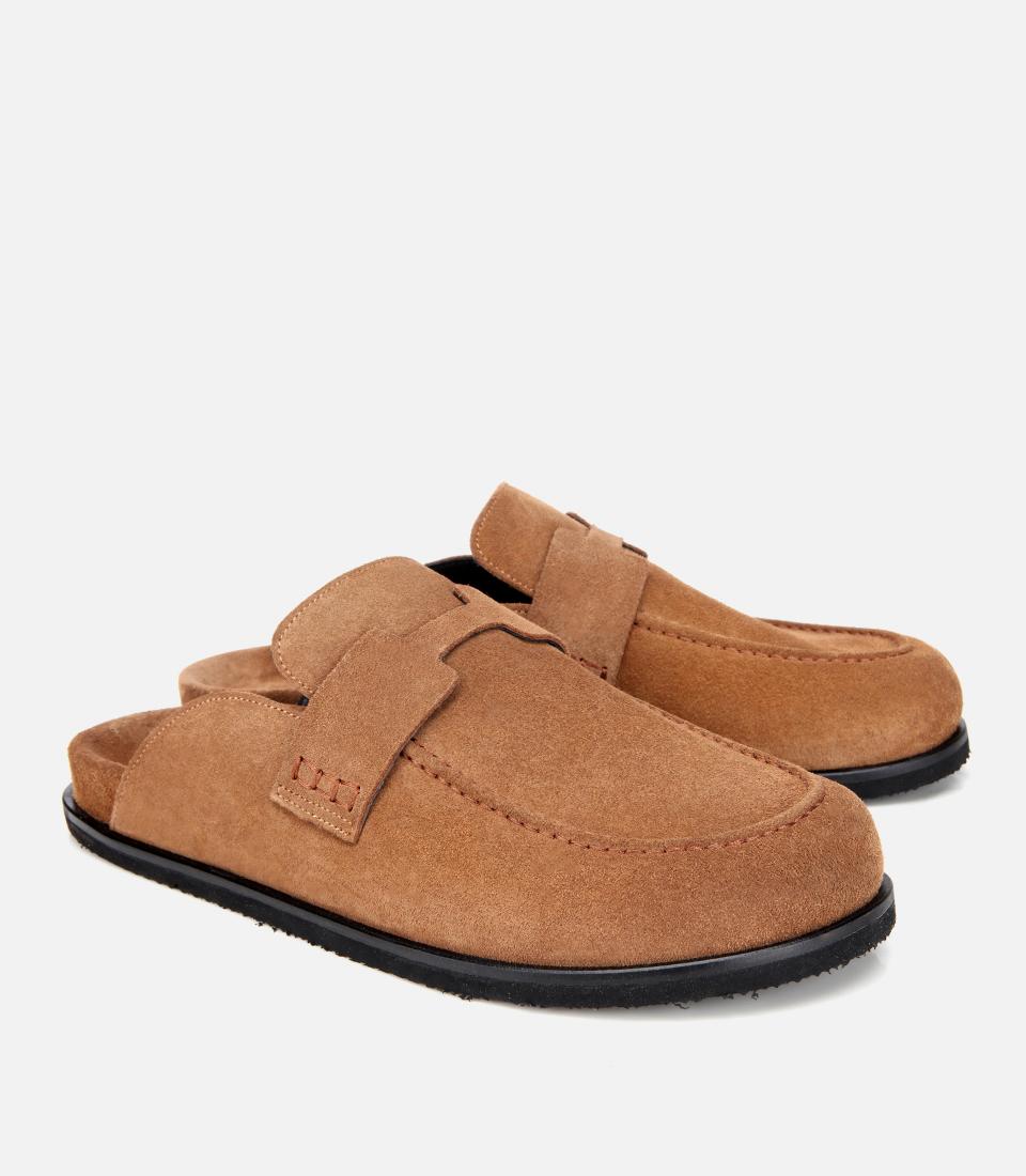 Erkek Süet Taba Kahverengi Düz Terlik