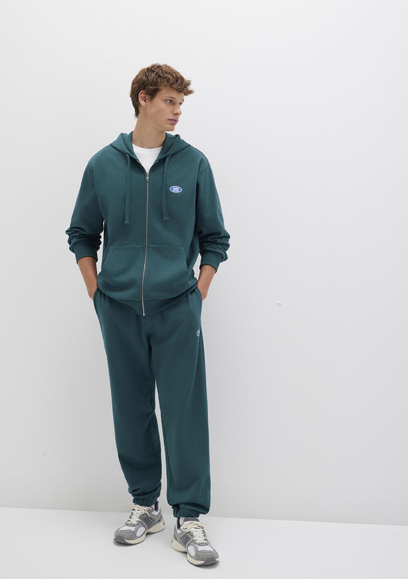 Mavi Kapüşonlu Fermuarlı Yeşil Sweatshirt 0S10372-87831