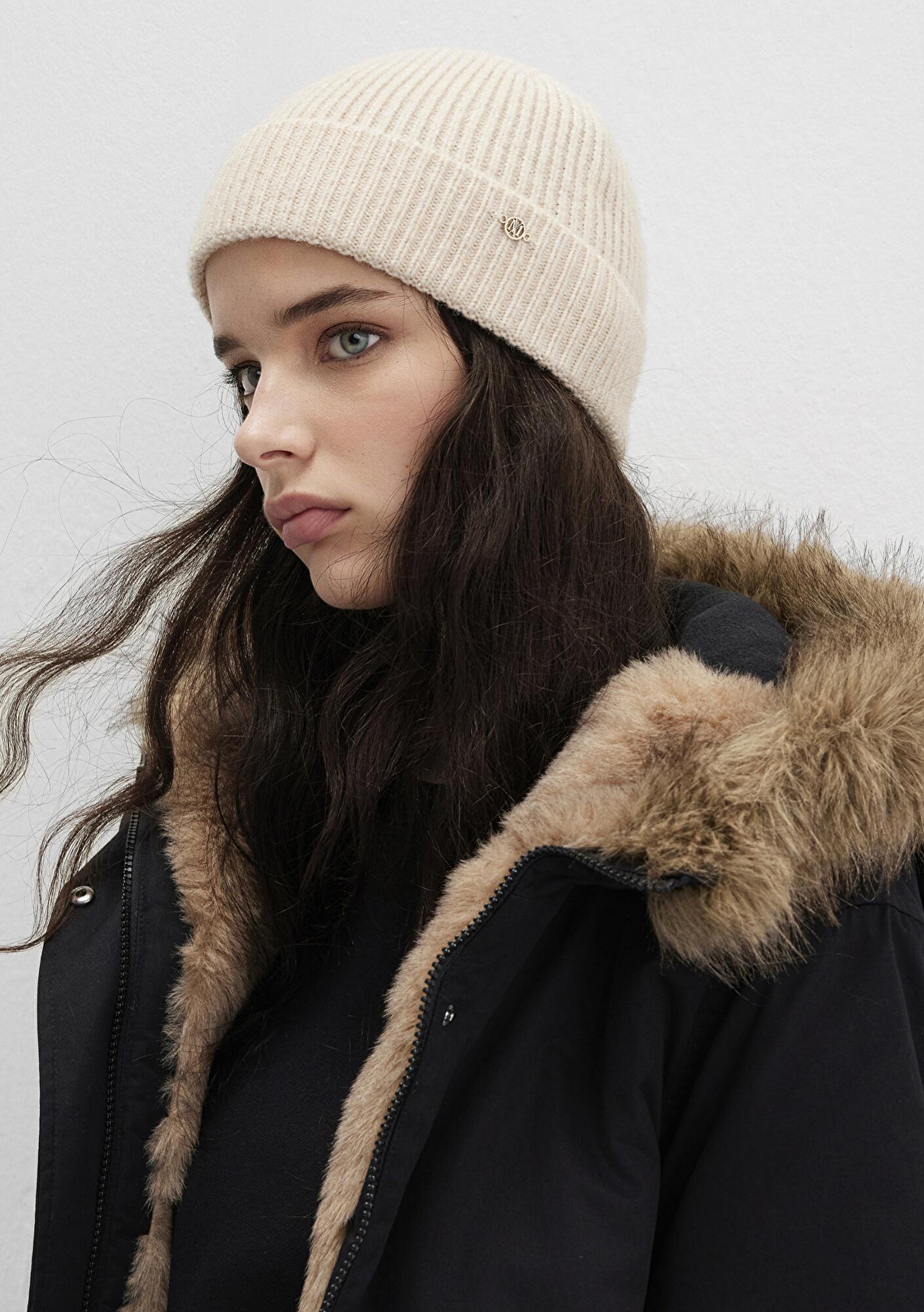 Mavi Yün Karışımlı Ekru Bere 1913608-70048