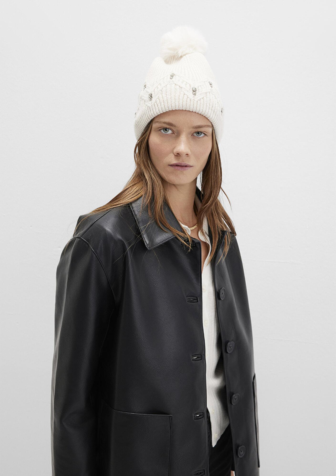 Mavi Ponponlu Ekru Bere 1913606-70048