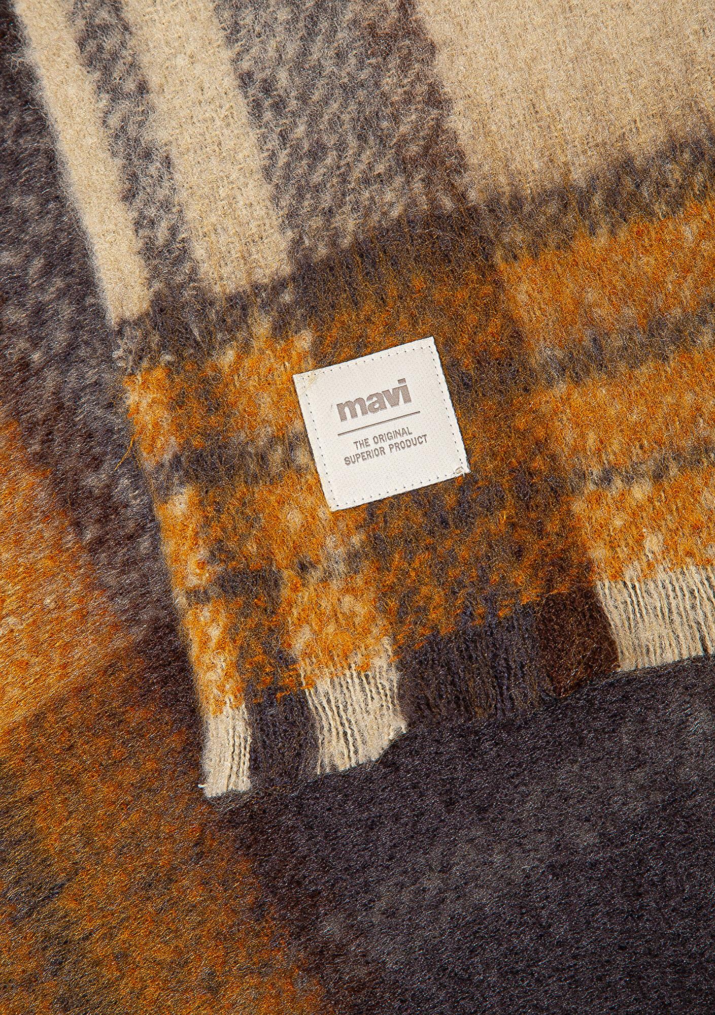 Mavi Püsküllü Kareli Atkı 1913597-35708