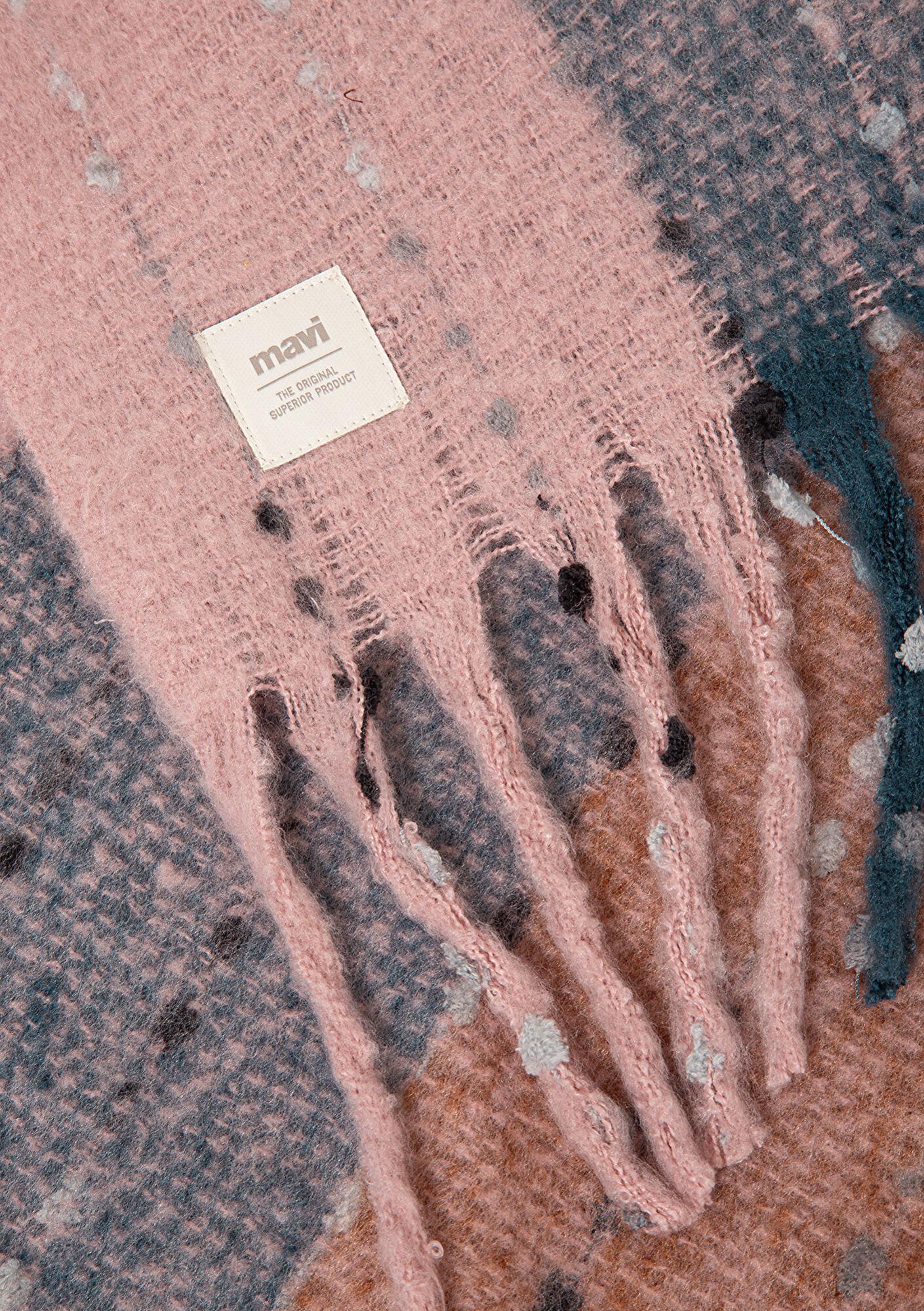 Mavi Püsküllü Pembe Atkı 1910697-17865