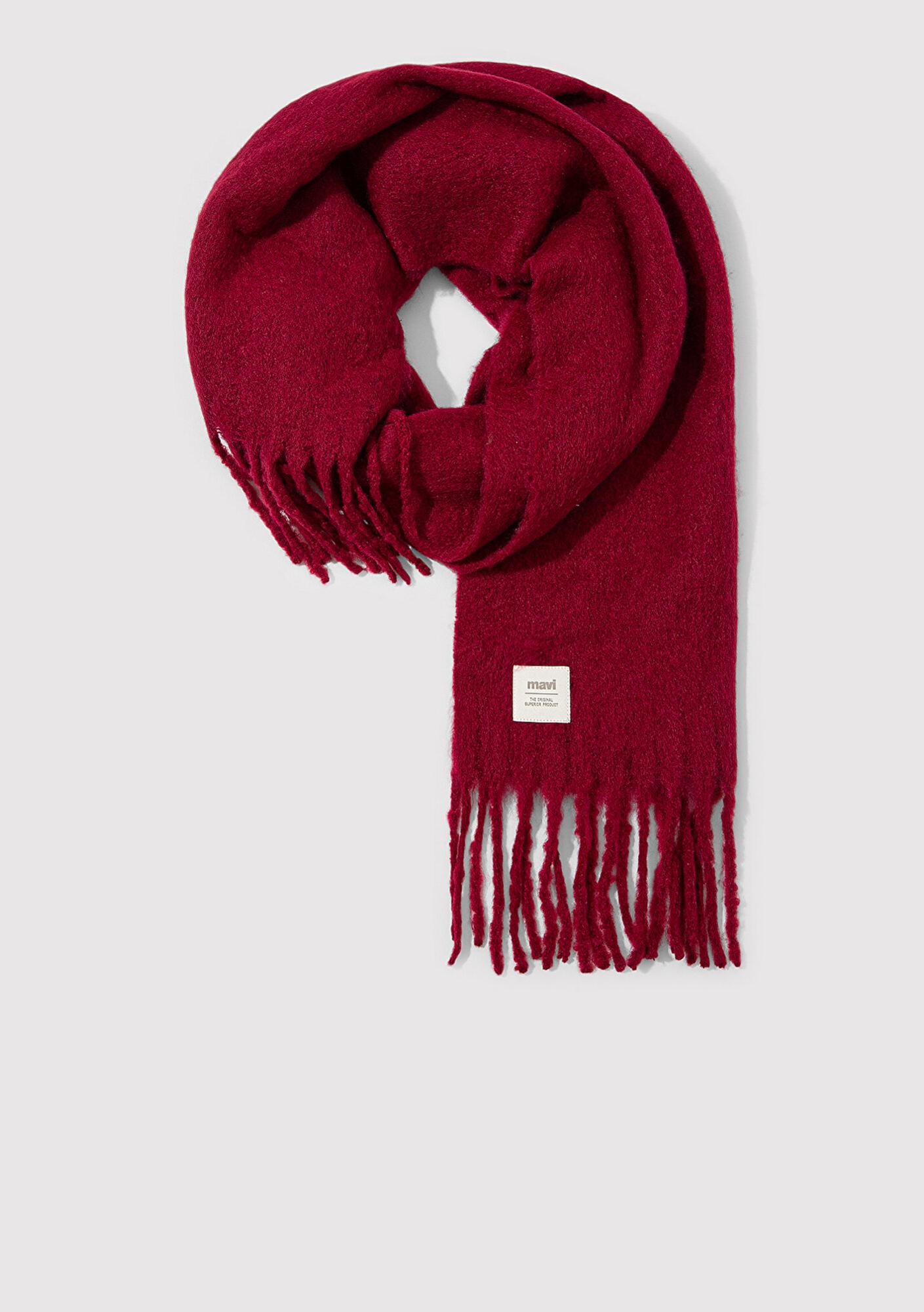 Mavi Püsküllü Bordo Atkı 1912807-24862