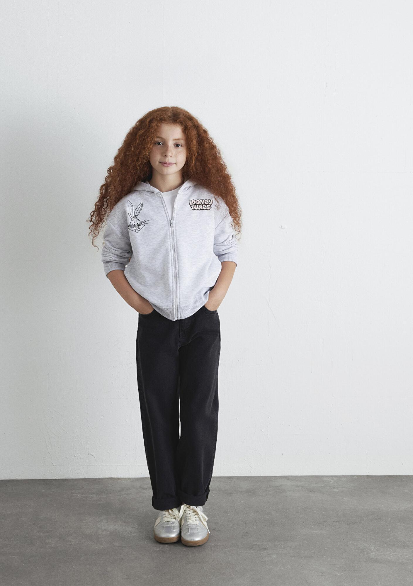 Mavi Looney Tunes Baskılı Kapüşonlu Gri Sweatshirt 7S10134-88467