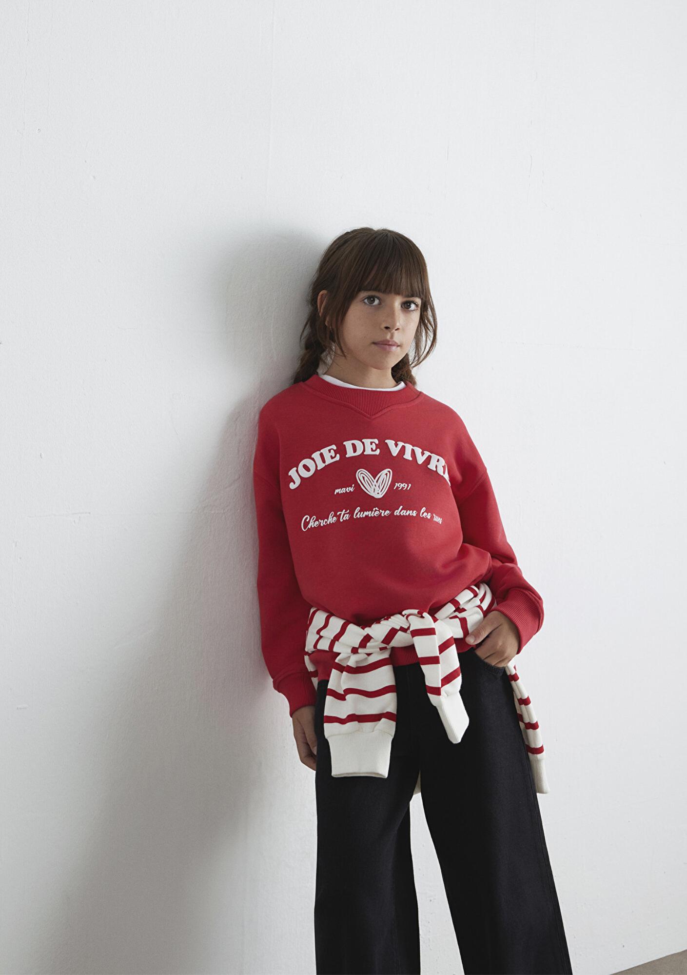 Mavi Baskılı Kırmızı Sweatshirt 7S10131-84538