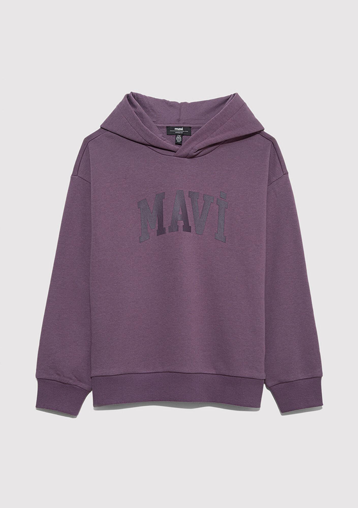 Mavi Mavi Logo Baskılı Mor Sweatshirt 6S10143-70656