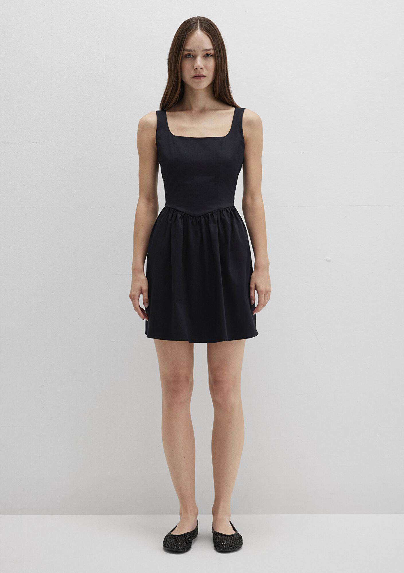 Mavi Askılı Siyah Mini Elbise 1310724-900