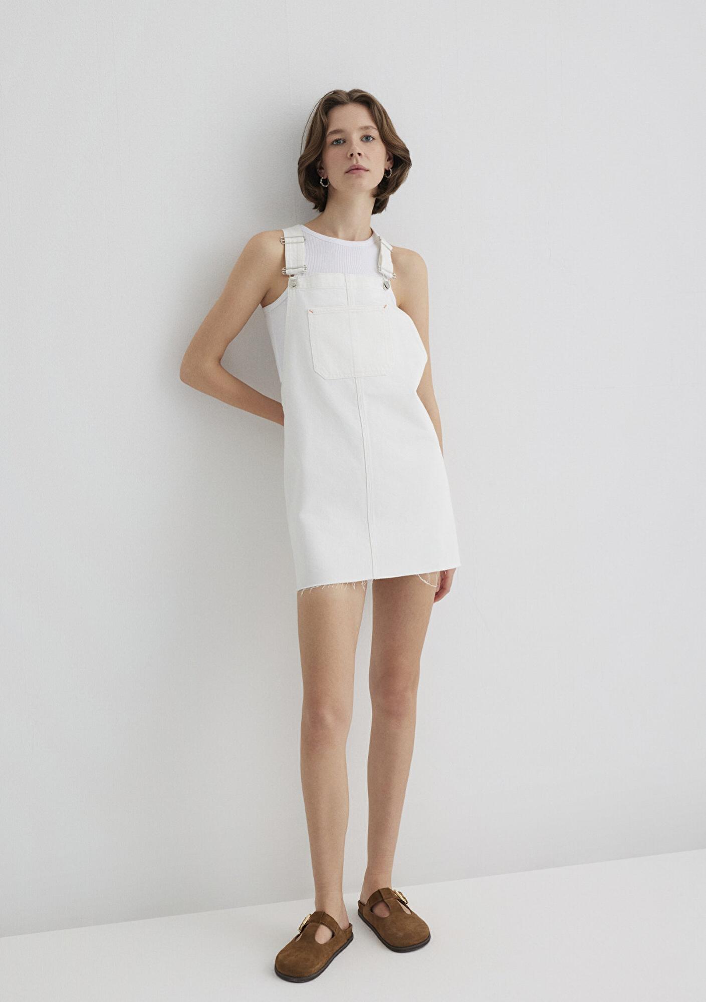 Mavi Iza Kırık Beyaz Jean Elbise 1310662-89835