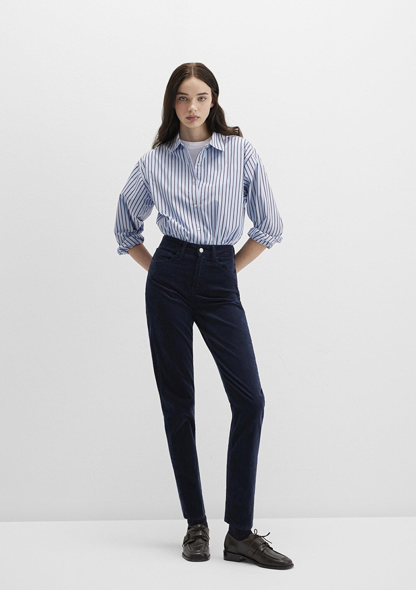 Mavi Cindy Lacivert Kadife Pantolon 100277-82993