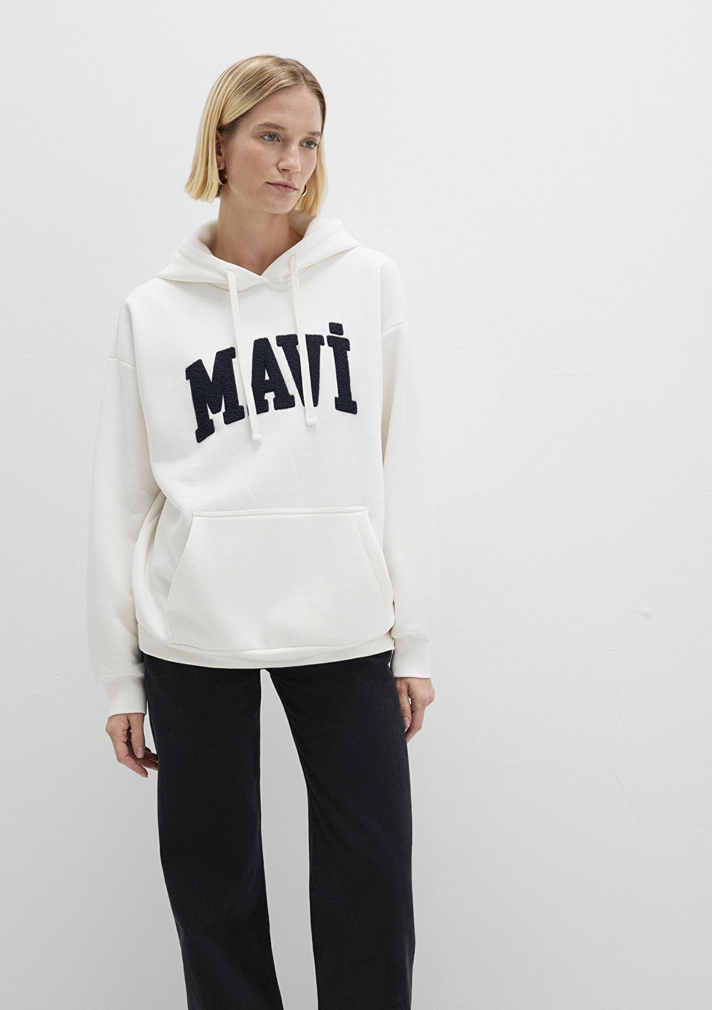 Mavi Mavi Logo Patchli Beyaz Sweatshirt 1S10175-80194