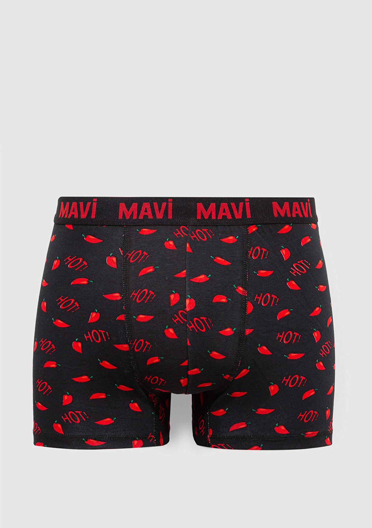 Mavi Biber Detaylı Siyah Boxer 0911631-900