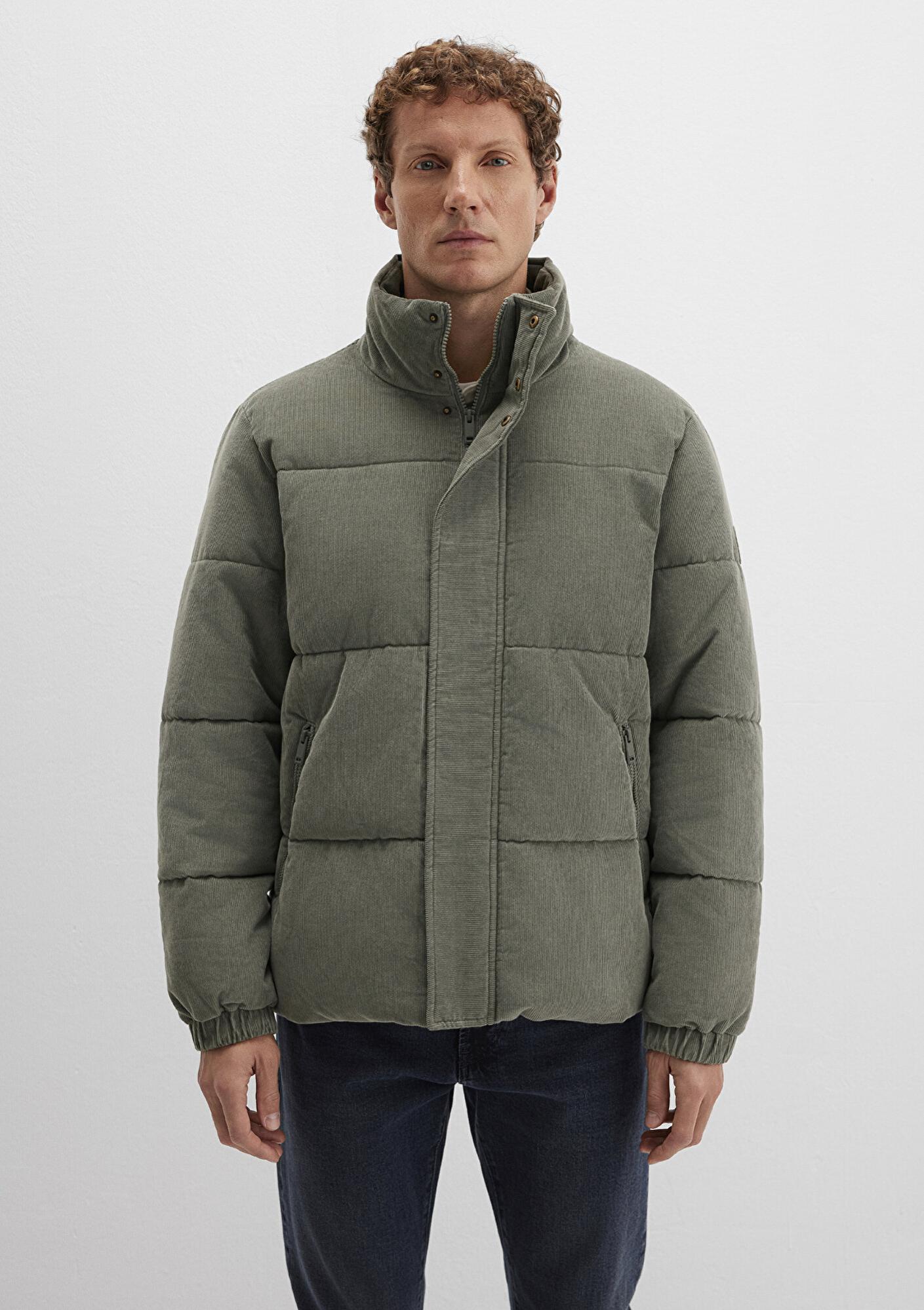 Mavi Dik Yaka Yeşil Kadife Ceket Loose Fit / Bol Rahat Kesim 0110476-85485