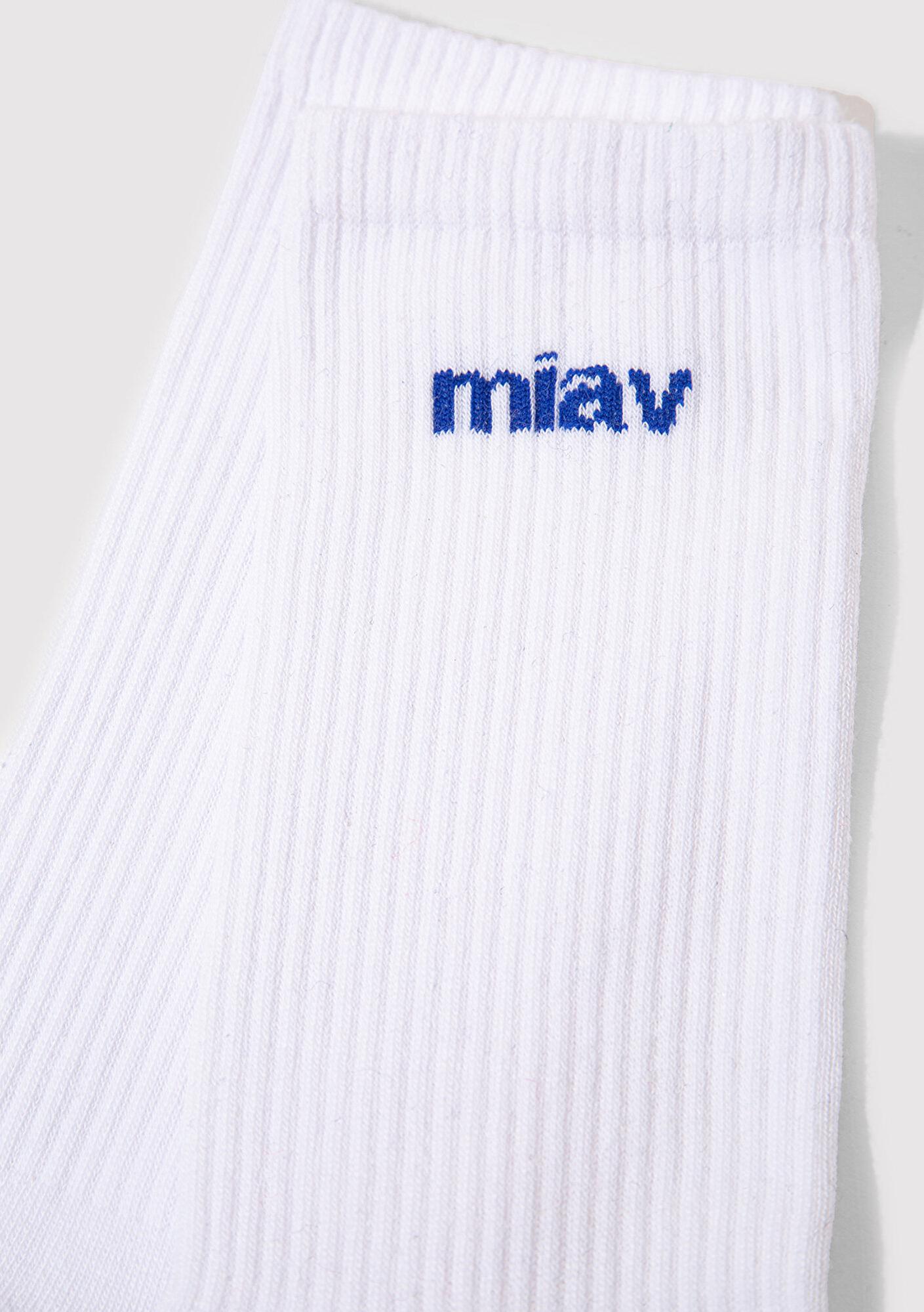 Mavi Miav Baskılı Beyaz Soket Çorap 0911440-620