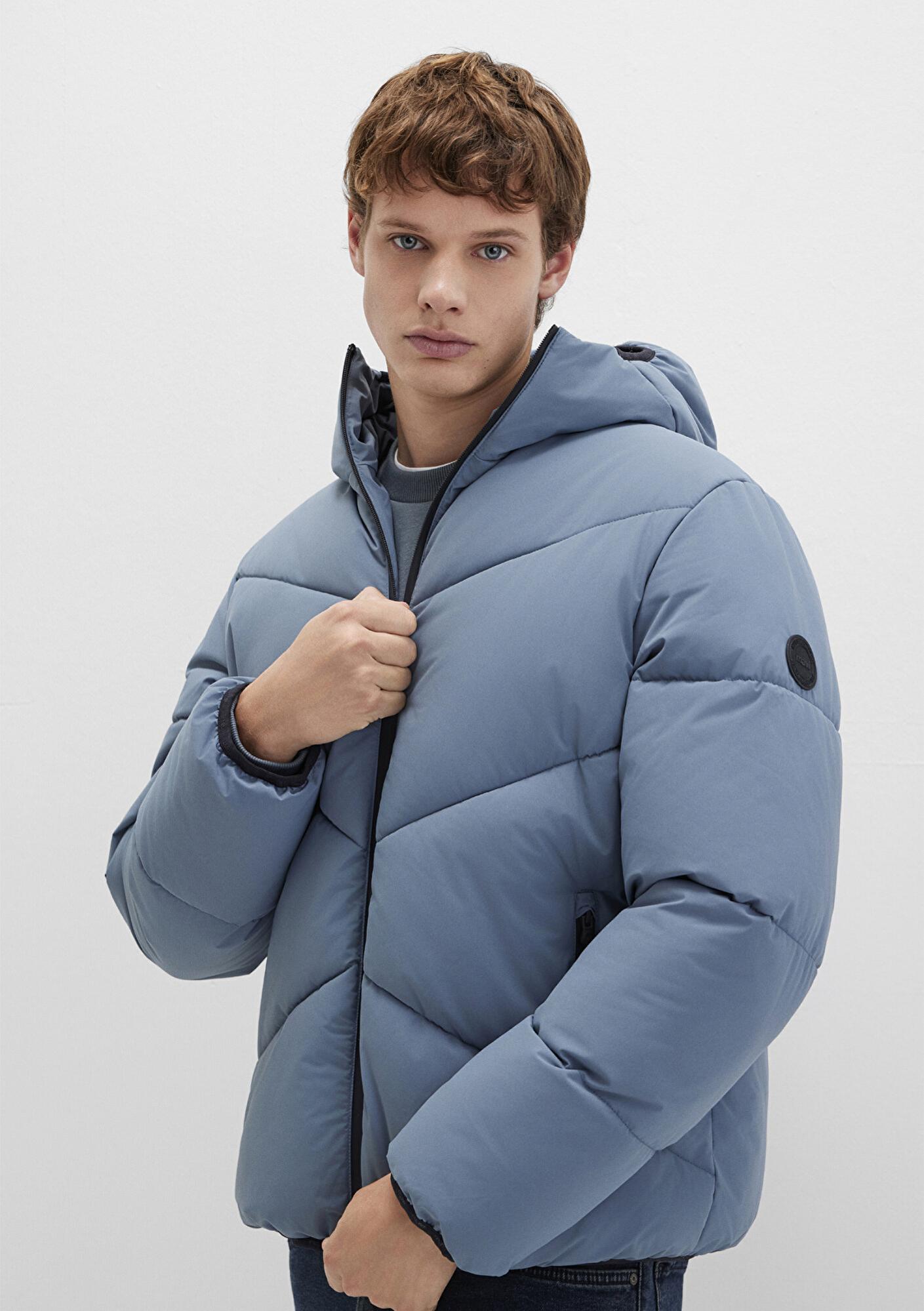 Mavi Kapüşonlu Mavi Şişme Mont 0110360-70782