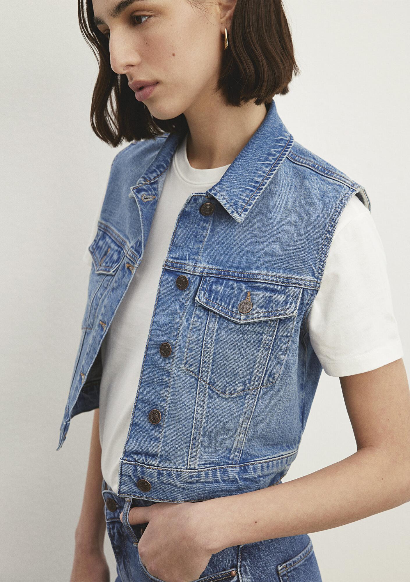 Mavi Rona Classic Denim Indigo Mavisi Jean Yelek Crop / Kısa Kesim 1110450-86815