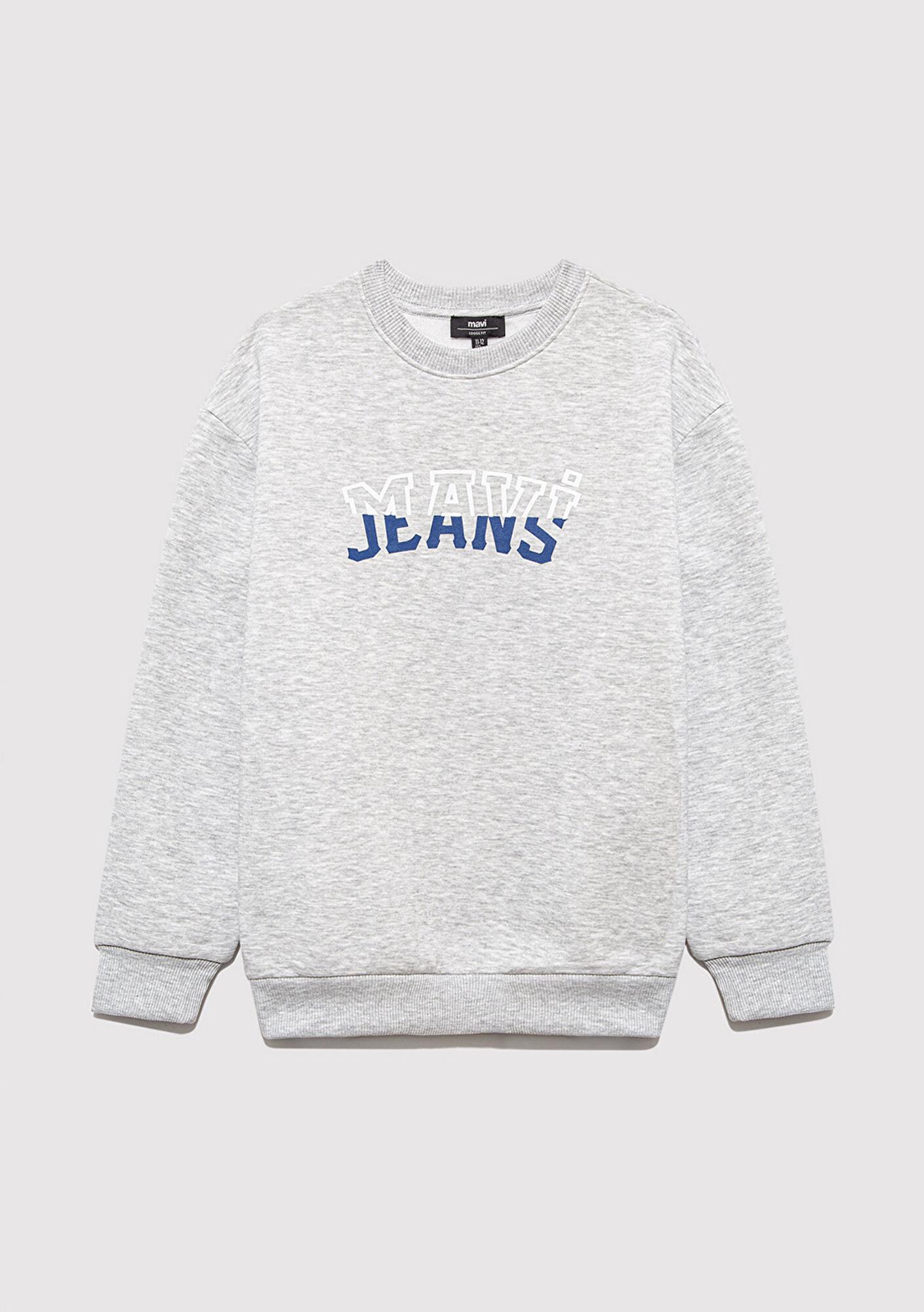 Mavi Mavi Logo Baskılı Gri Sweatshirt 6S10031-85438