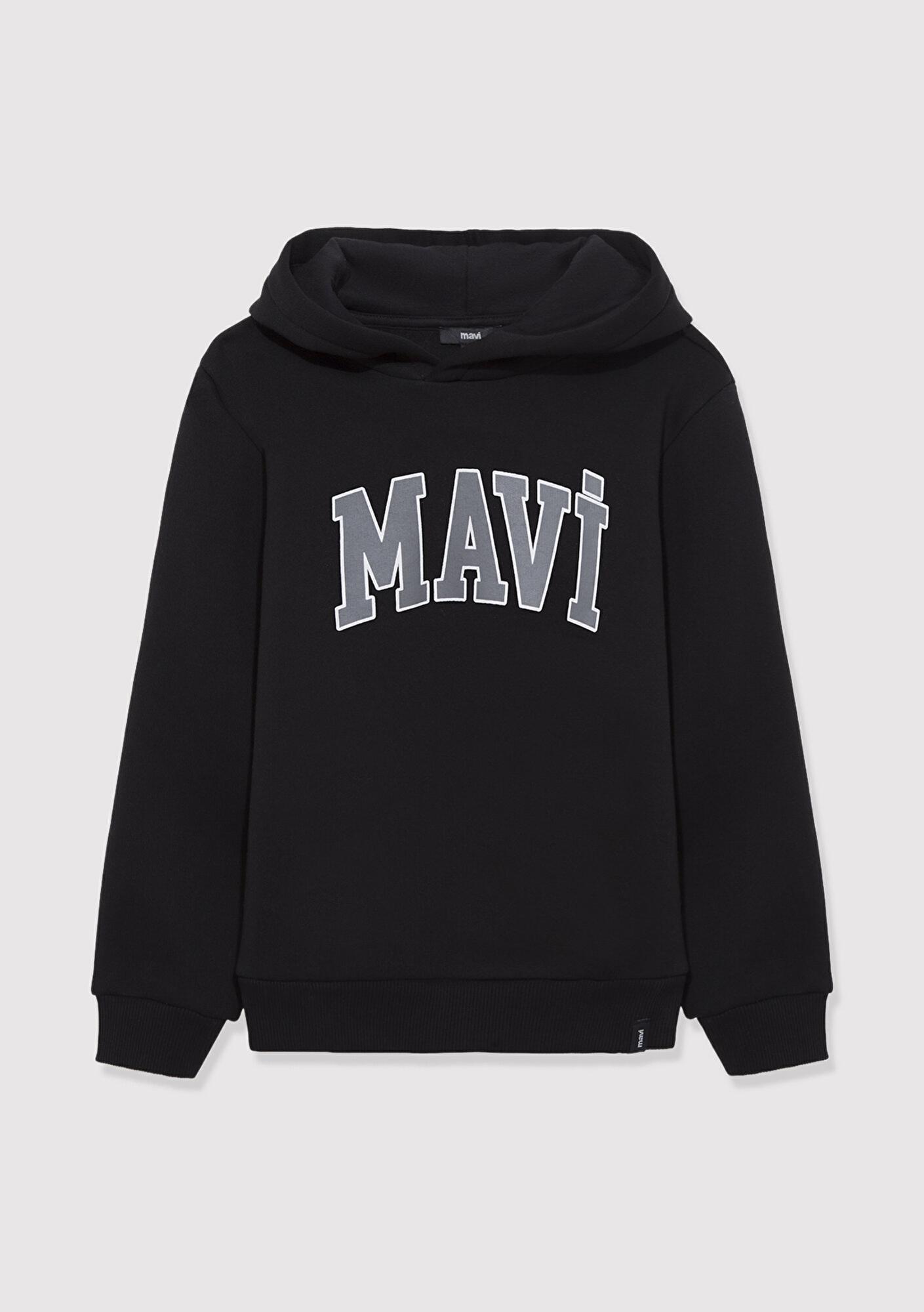 Mavi Mavi Logo Baskılı Kapüşonlu Siyah Sweatshirt 6610110-900