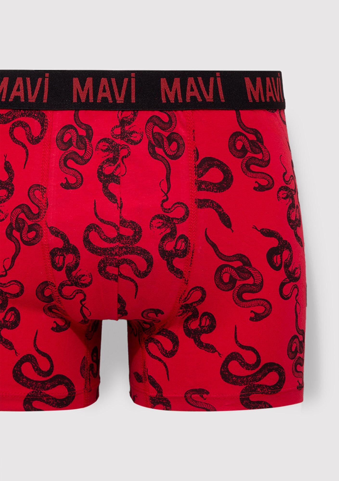 Mavi Yılan Baskılı Kırmızı Boxer 0911056-82677