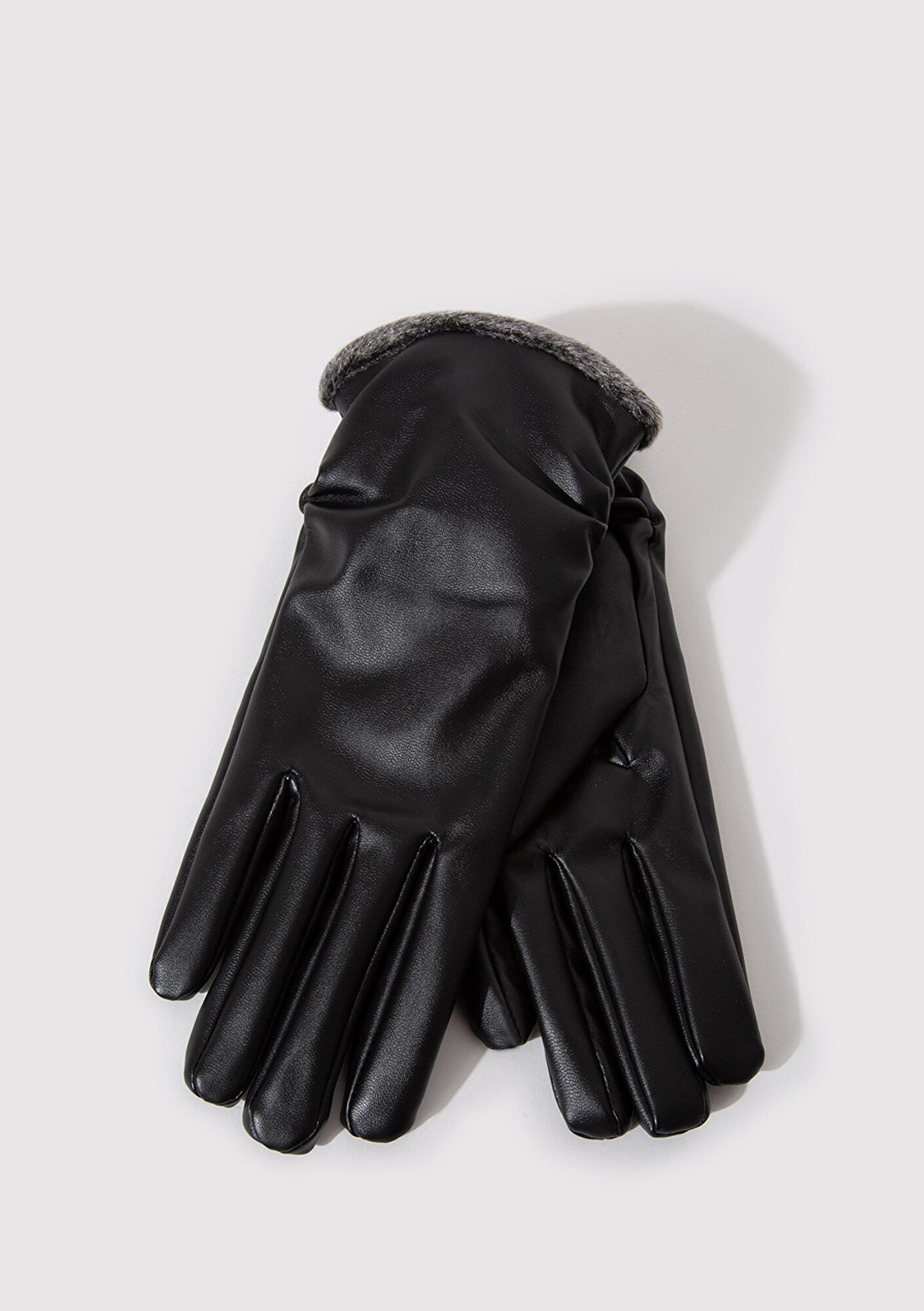 Mavi Siyah Suni Deri Eldiven 1911765-900