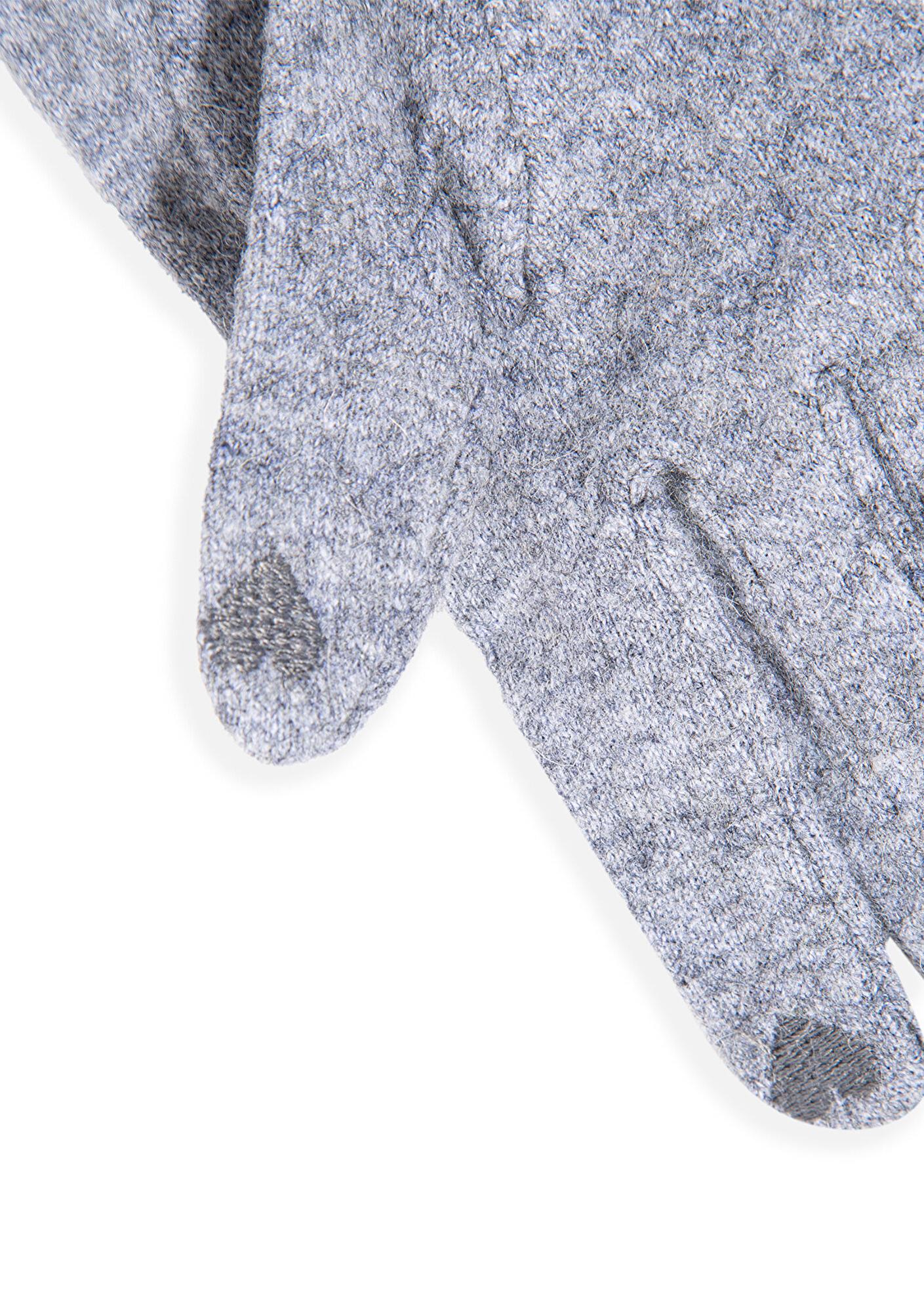 Mavi Yün Karışımlı Kalp İşlemeli Gri Eldiven 1911764-82816