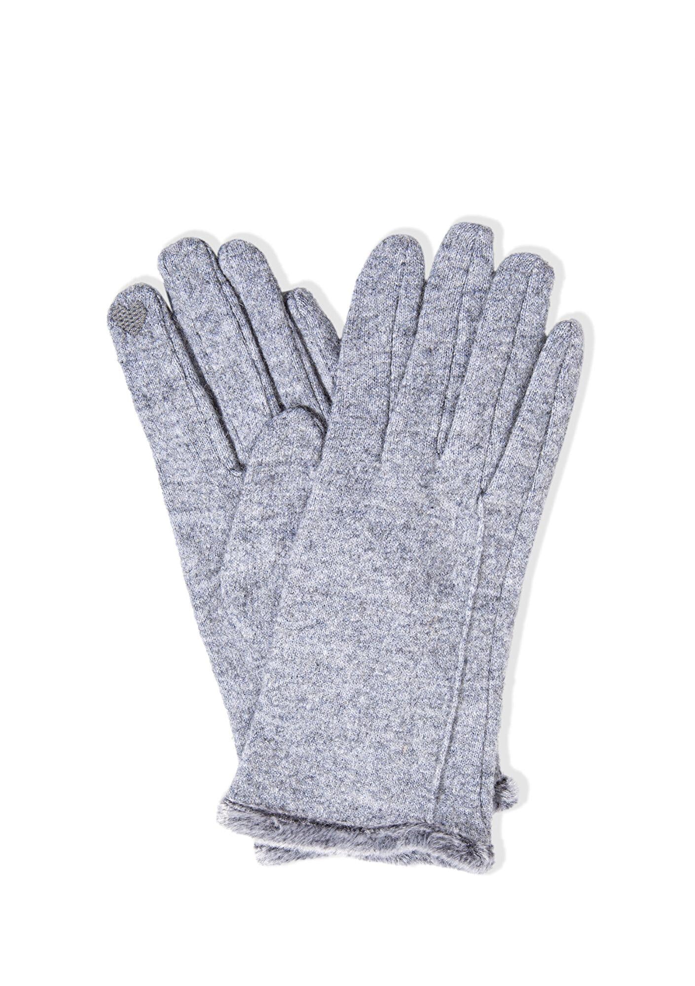 Mavi Yün Karışımlı Kalp İşlemeli Gri Eldiven 1911764-82816