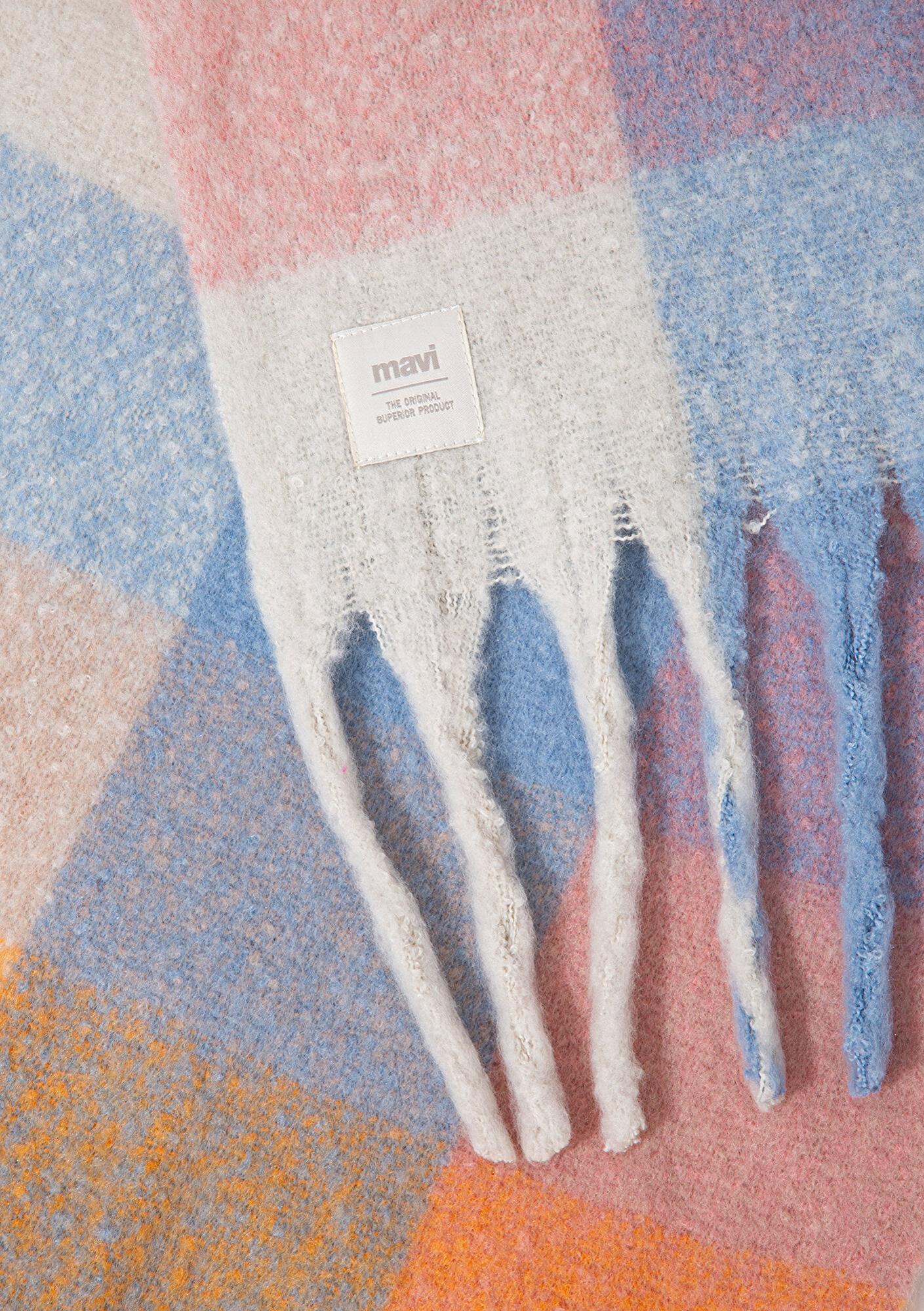 Mavi Püsküllü Kareli Atkı 1911734-82952