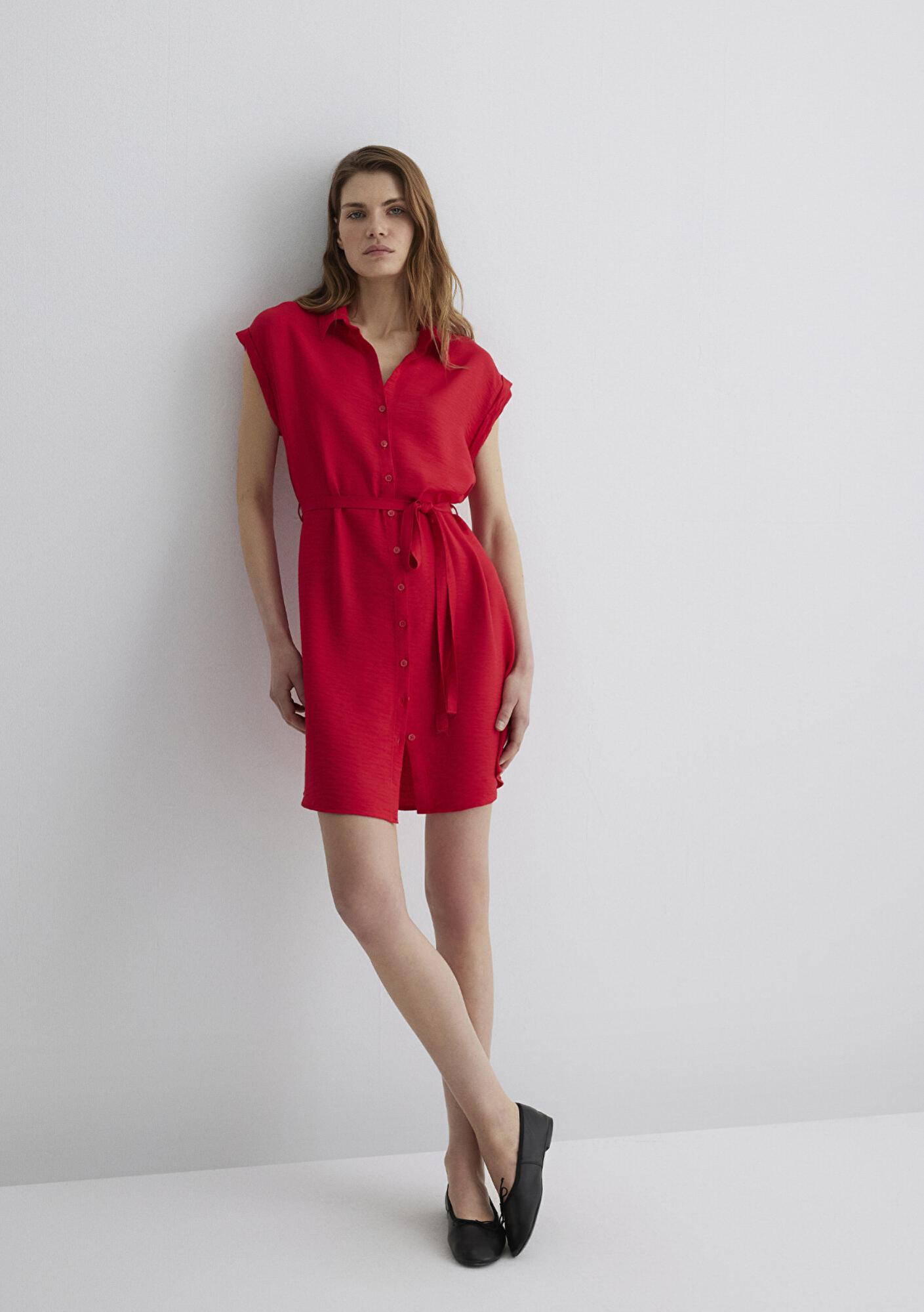 Mavi Kırmızı Gömlek Elbise 131139-29723