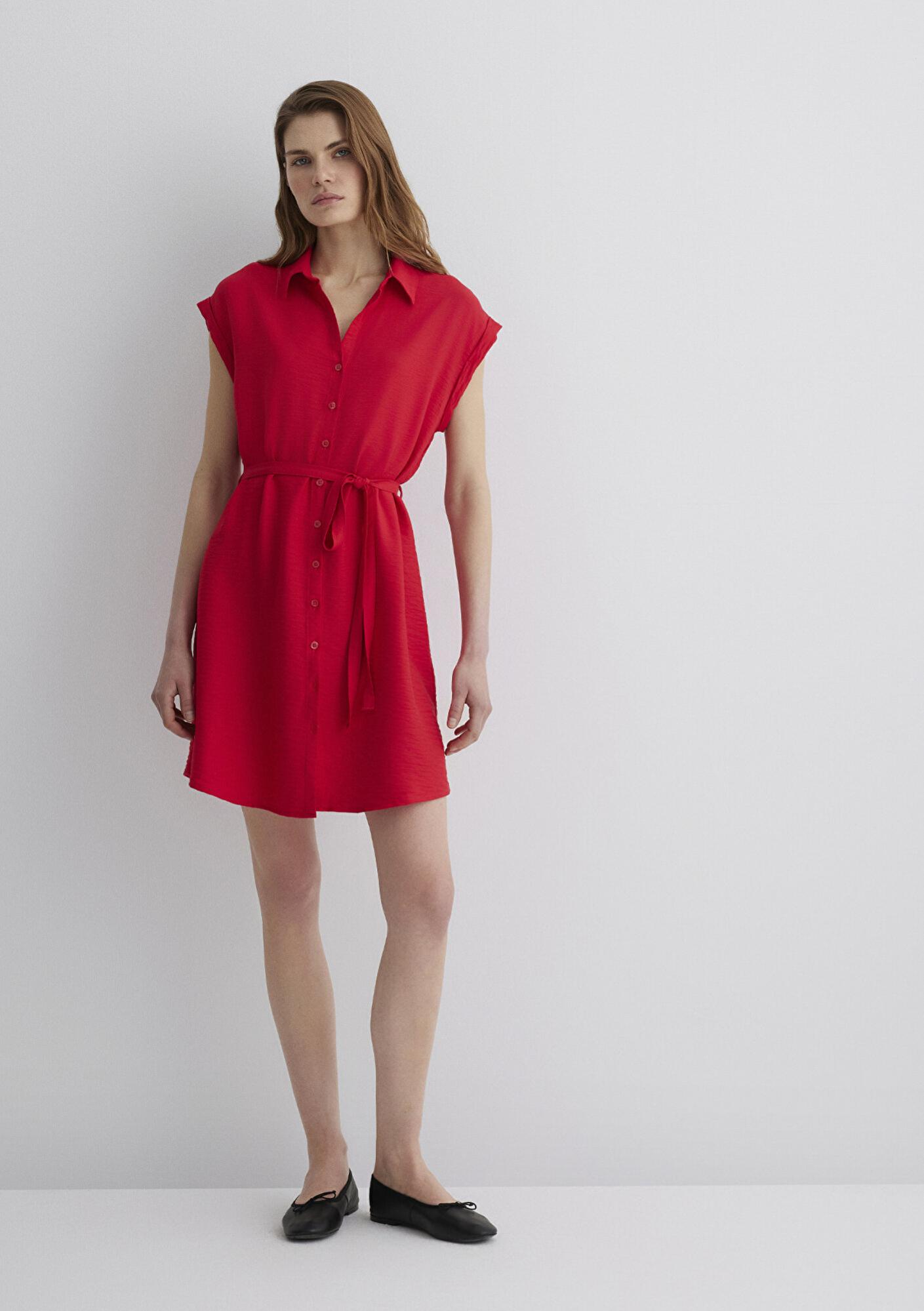 Mavi Kırmızı Gömlek Elbise 131139-29723