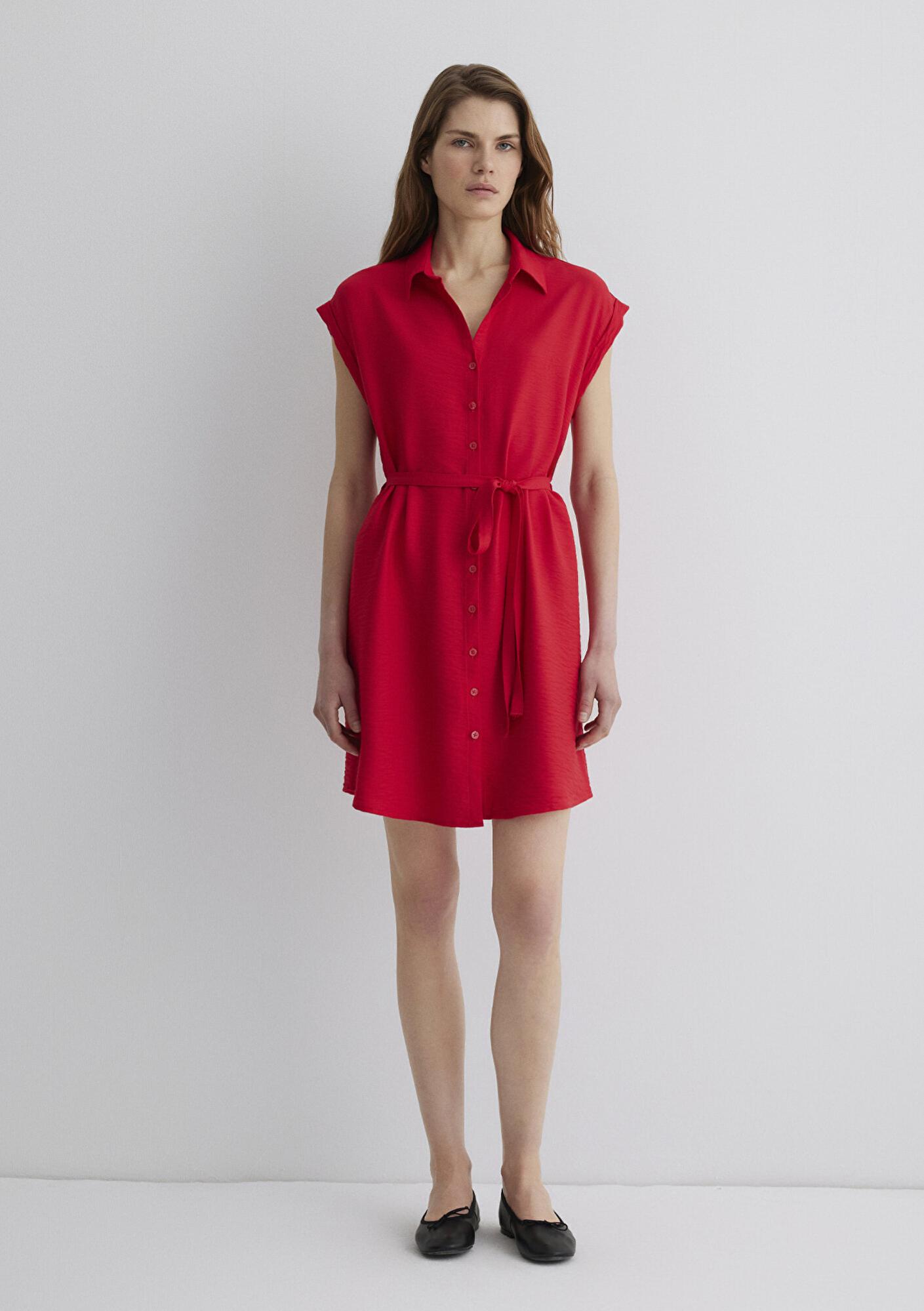 Mavi Kırmızı Gömlek Elbise 131139-29723