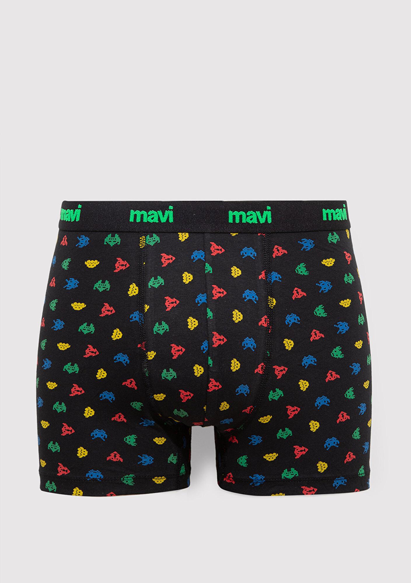 Mavi Baskılı Siyah Boxer 092259-900