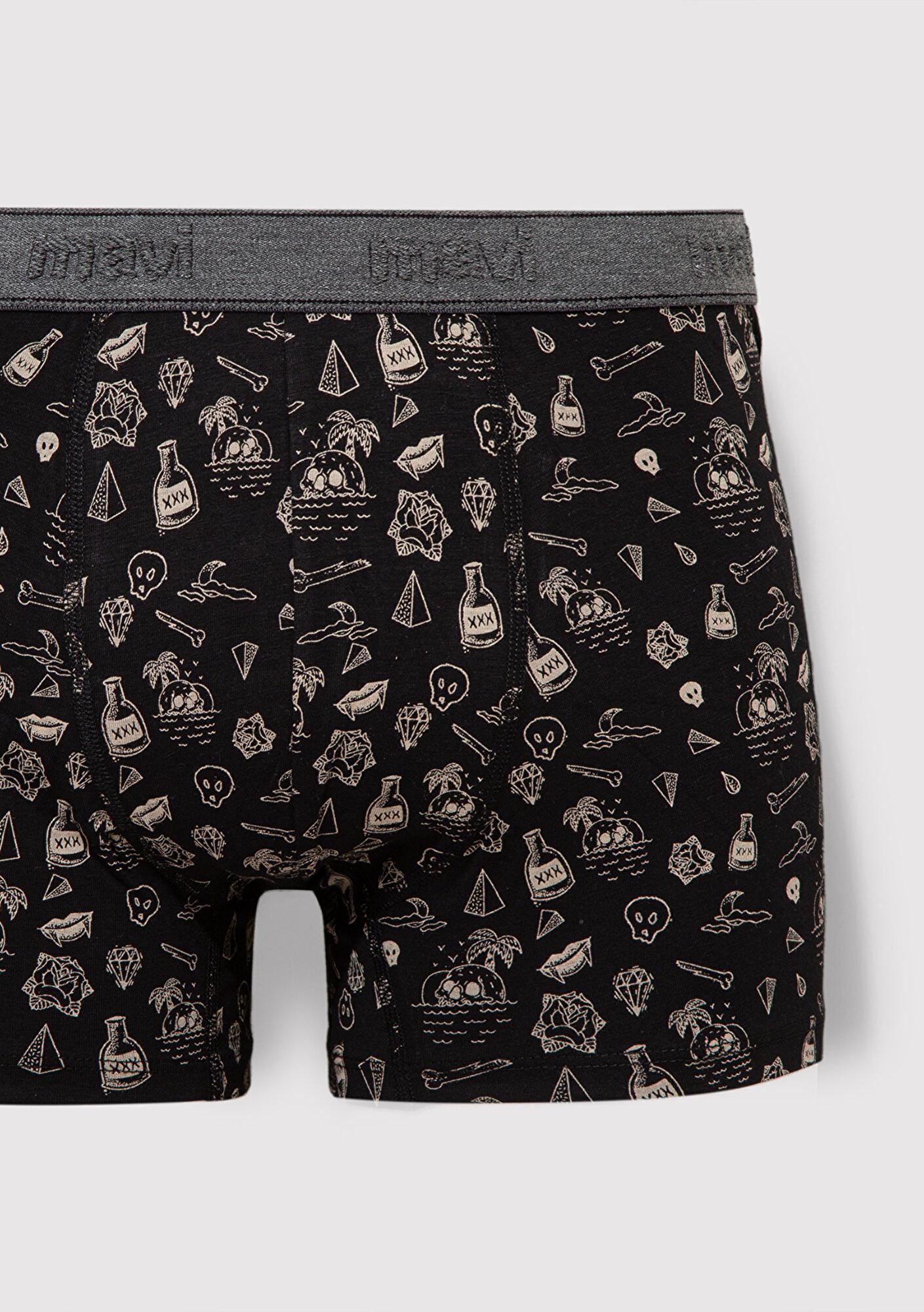 Mavi Baskılı Siyah Boxer 091719-900